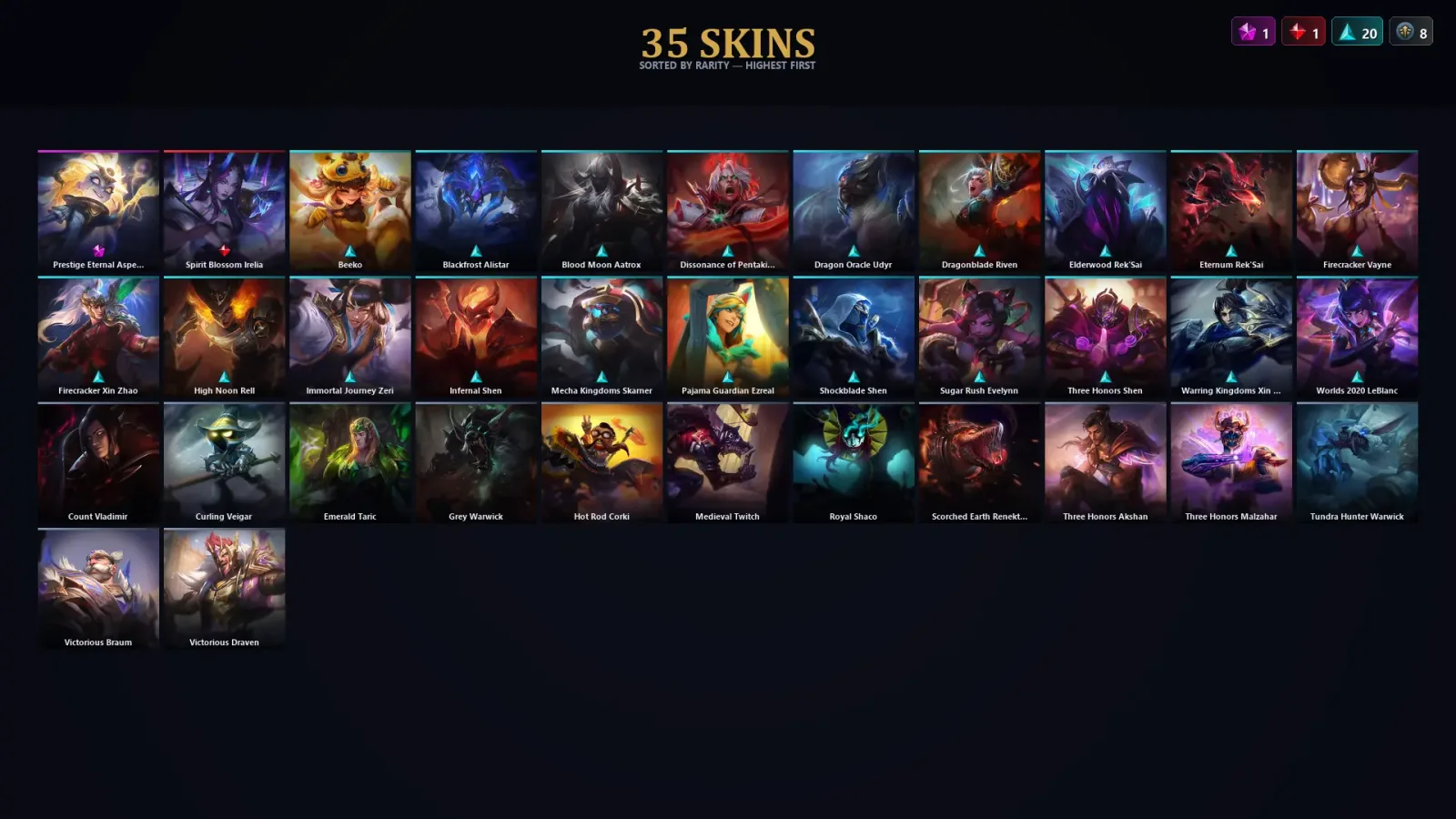[LoL] | TR | Level 103 | Diamond III | 134 Champions | 35 Skins | 36,864 BE — LoL account