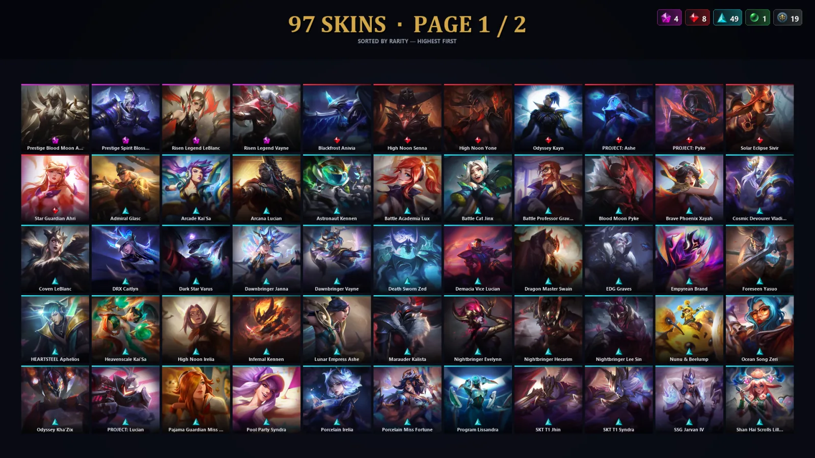 [LoL] | TR | Level 261 | Diamond II | 173 Champions | 97 Skins | 73,948 BE