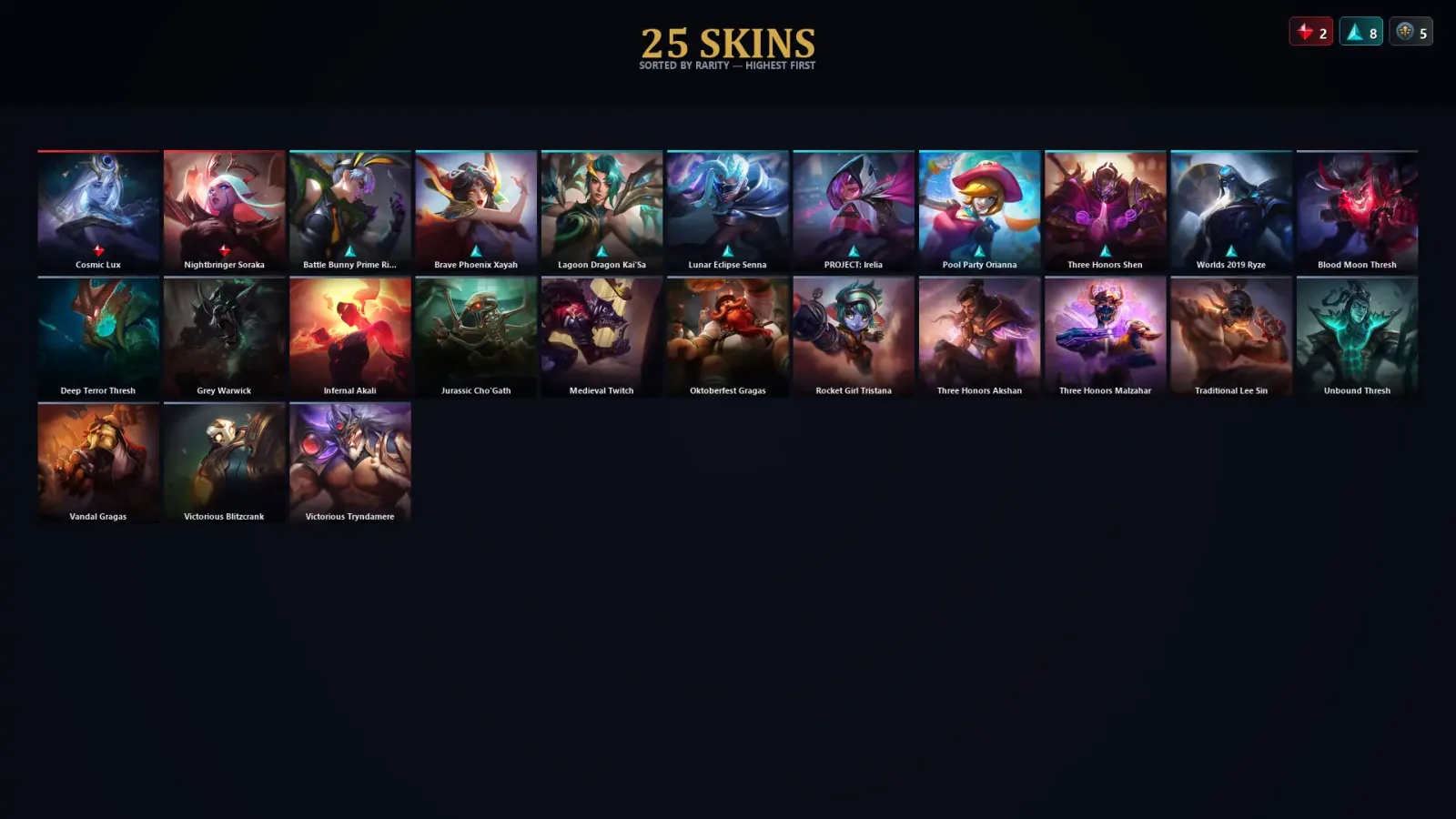 [LoL] | TR | Level 54 | Diamond IV | 57 Champions | 25 Skins — LoL account