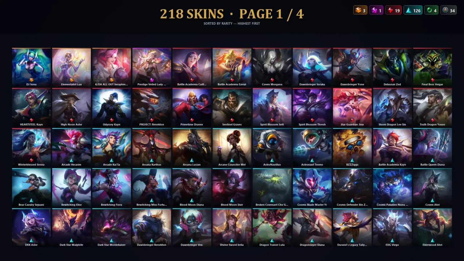 [LoL] | TR | Level 335 | Gold III | 172 Champions | 218 Skins | 61,731 BE