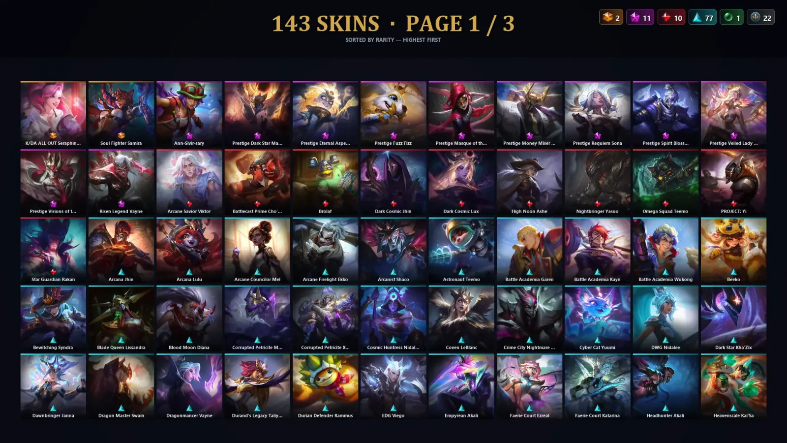 [LoL] | TR | Level 288 | Emerald IV | 115 Champions | 143 Skins | 21,345 BE