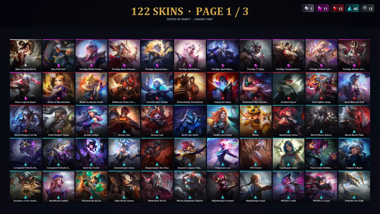 [LoL] | TR | Level 55 | Platinum IV | 144 Champions | 122 Skins