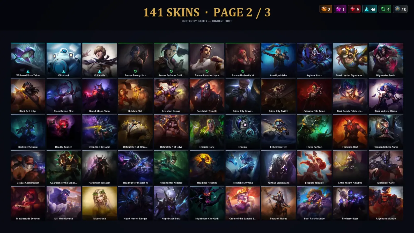[LoL] | EUW | Level 319 | Diamond I | 138 Champions | 141 Skins | 27,713 BE — LoL account
