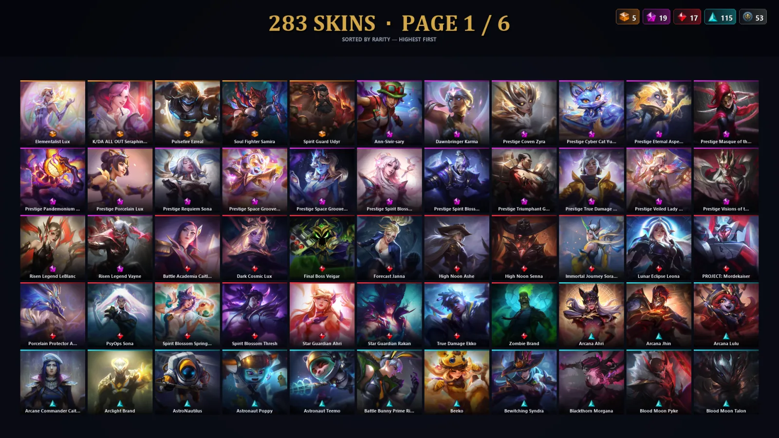 [LoL] | TR | Level 331 | Platinum II | 173 Champions | 283 Skins | 144,899 BE