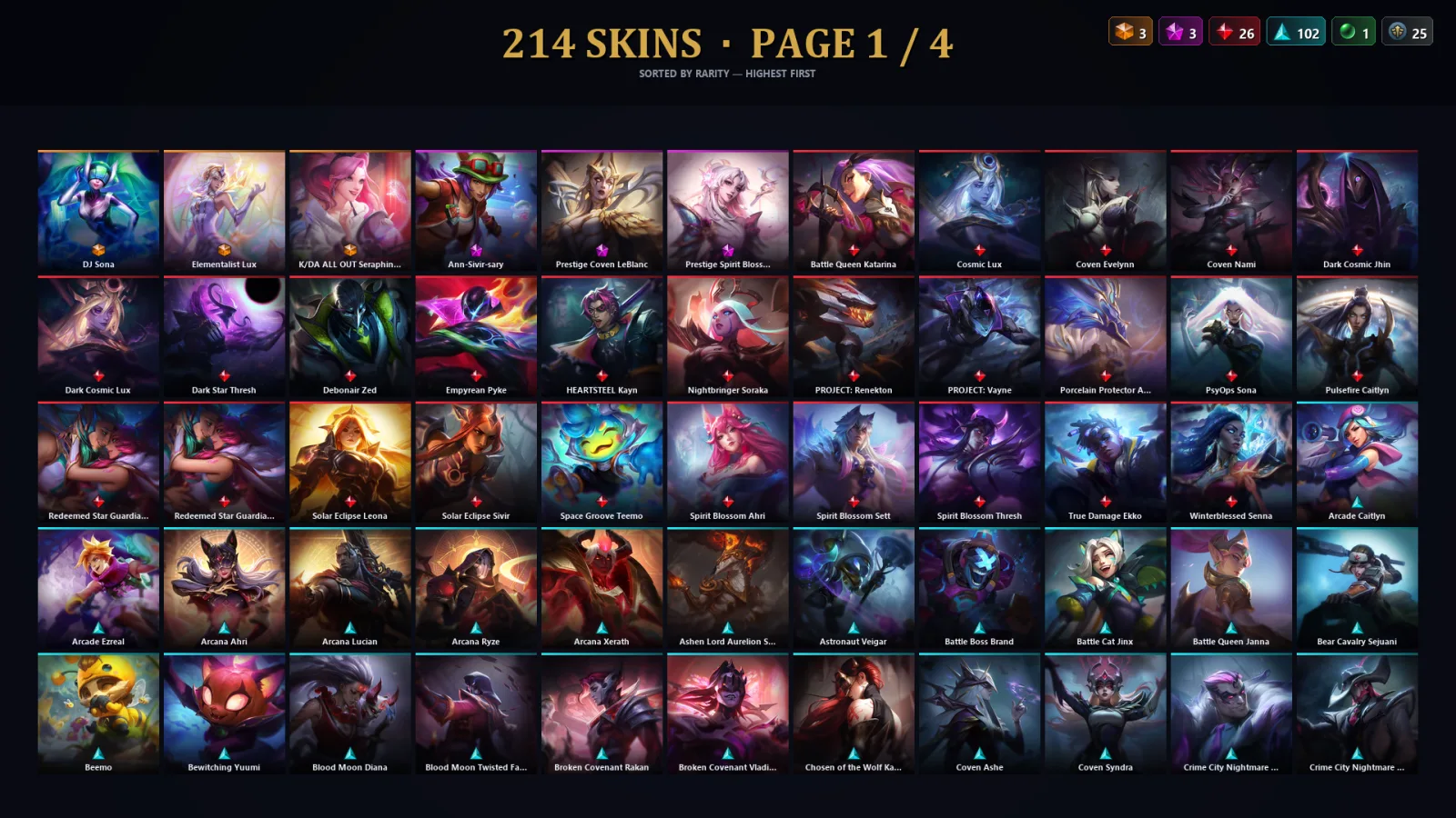 [LoL] | NA | Level 256 | 172 Champions | 182 Skins | 40,202 BE