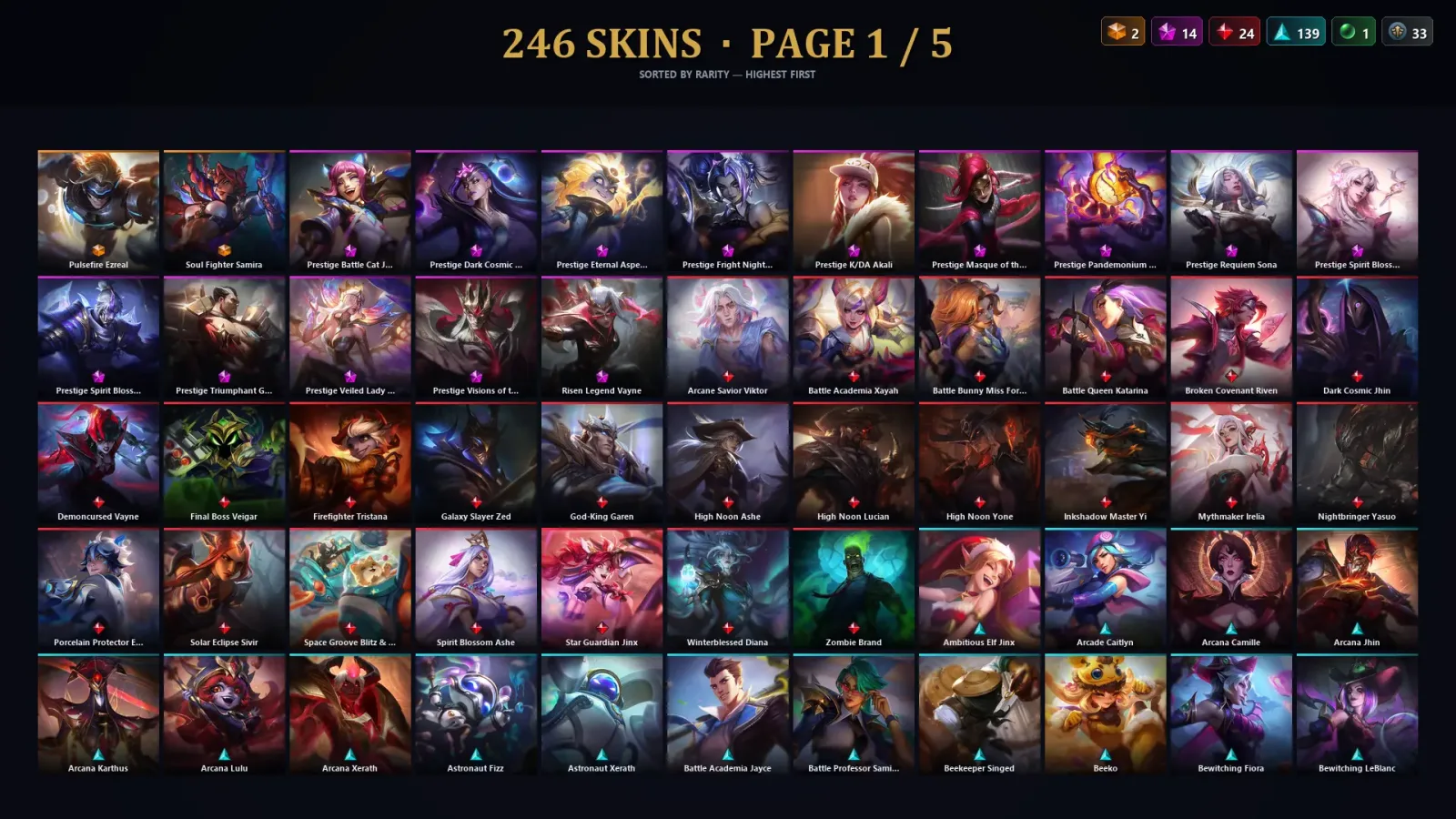 [LoL] | NA | Level 30 | 172 Champions | 246 Skins | 40,055 BE — LoL account
