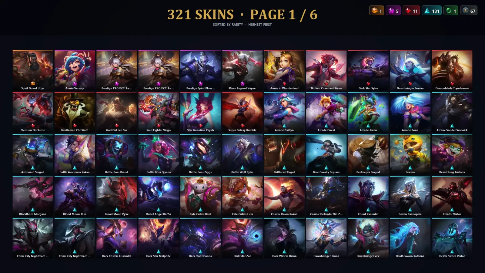 [LoL] | EUW | Level 243 | Silver IV | 173 Champions | 321 Skins | 134,628 BE
