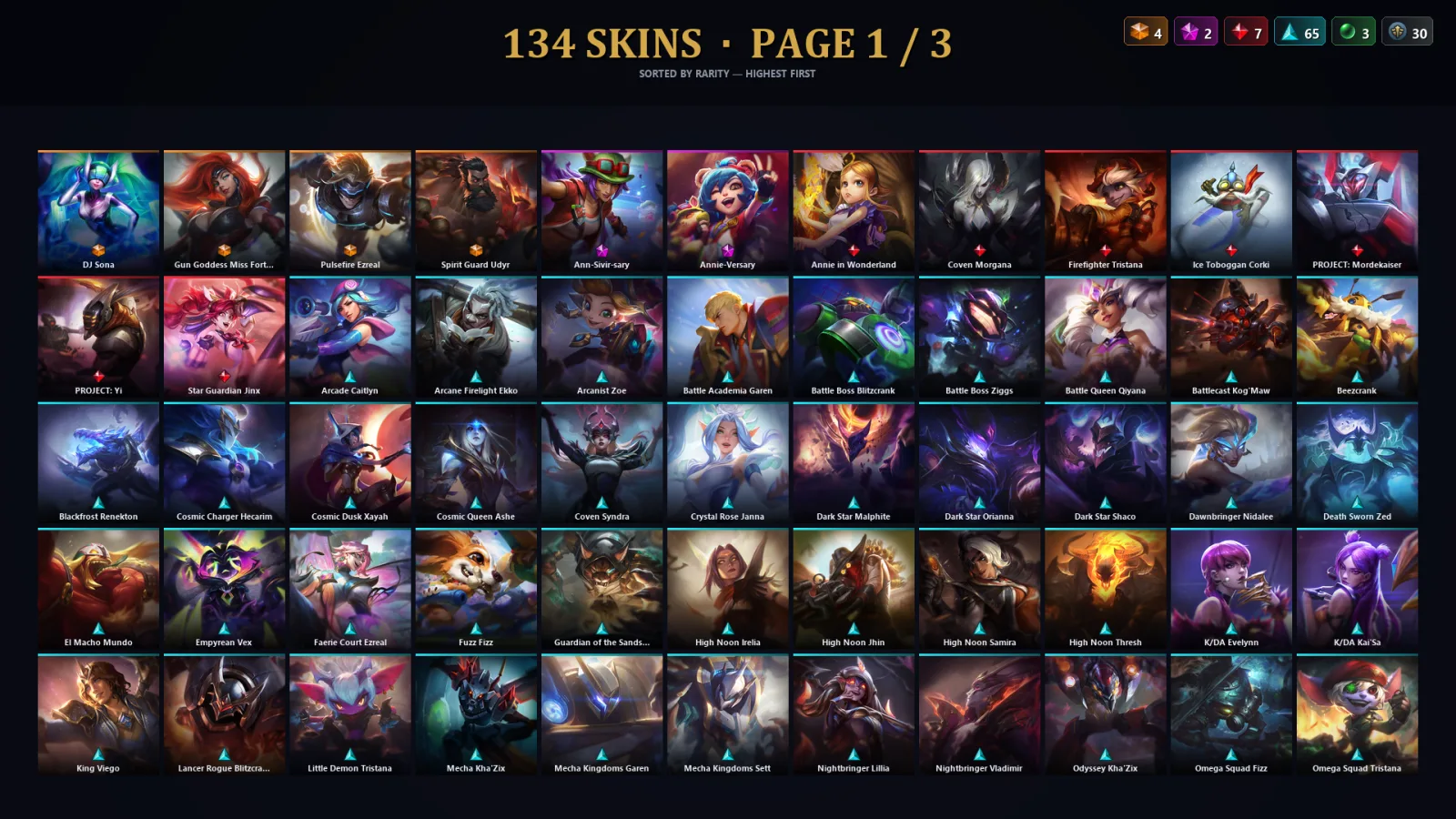 [LoL] | TR | Level 372 | 153 Champions | 134 Skins