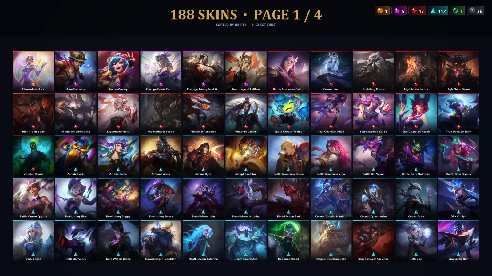 [LoL] | TR | Level 211 | Gold III | 172 Champions | 188 Skins | 20,428 BE — LoL account