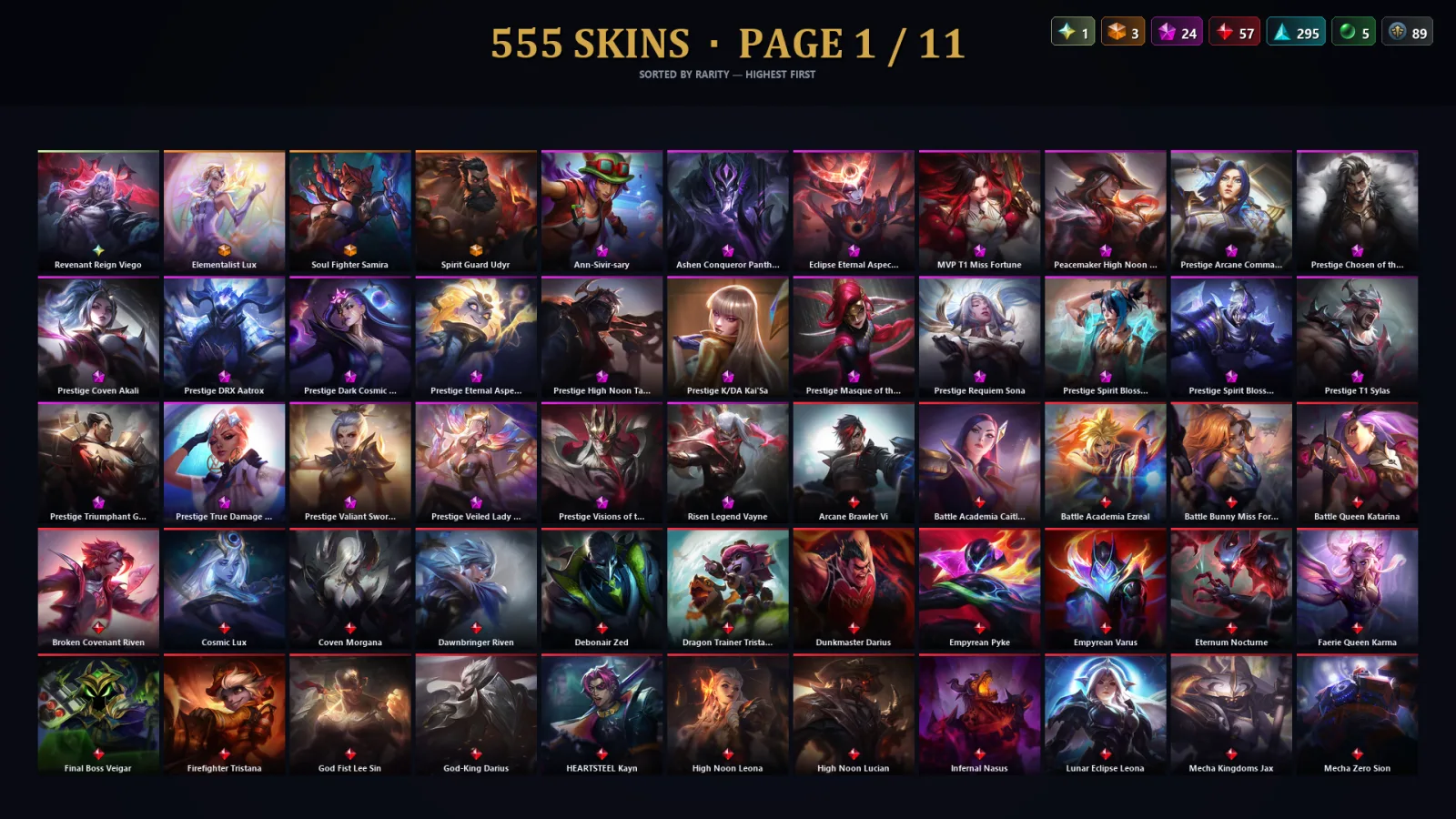 [LoL] | EUW | Level 376 | Diamond IV | 173 Champions | 555 Skins | 60,362 BE