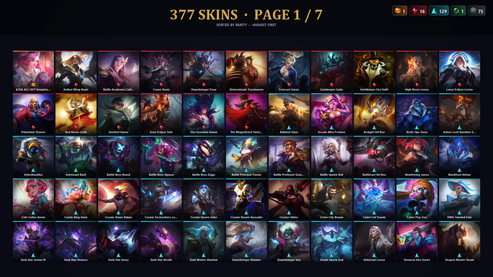 [LoL] | EUW | Level 500 | Gold IV | 172 Champions | 377 Skins | 373,589 BE