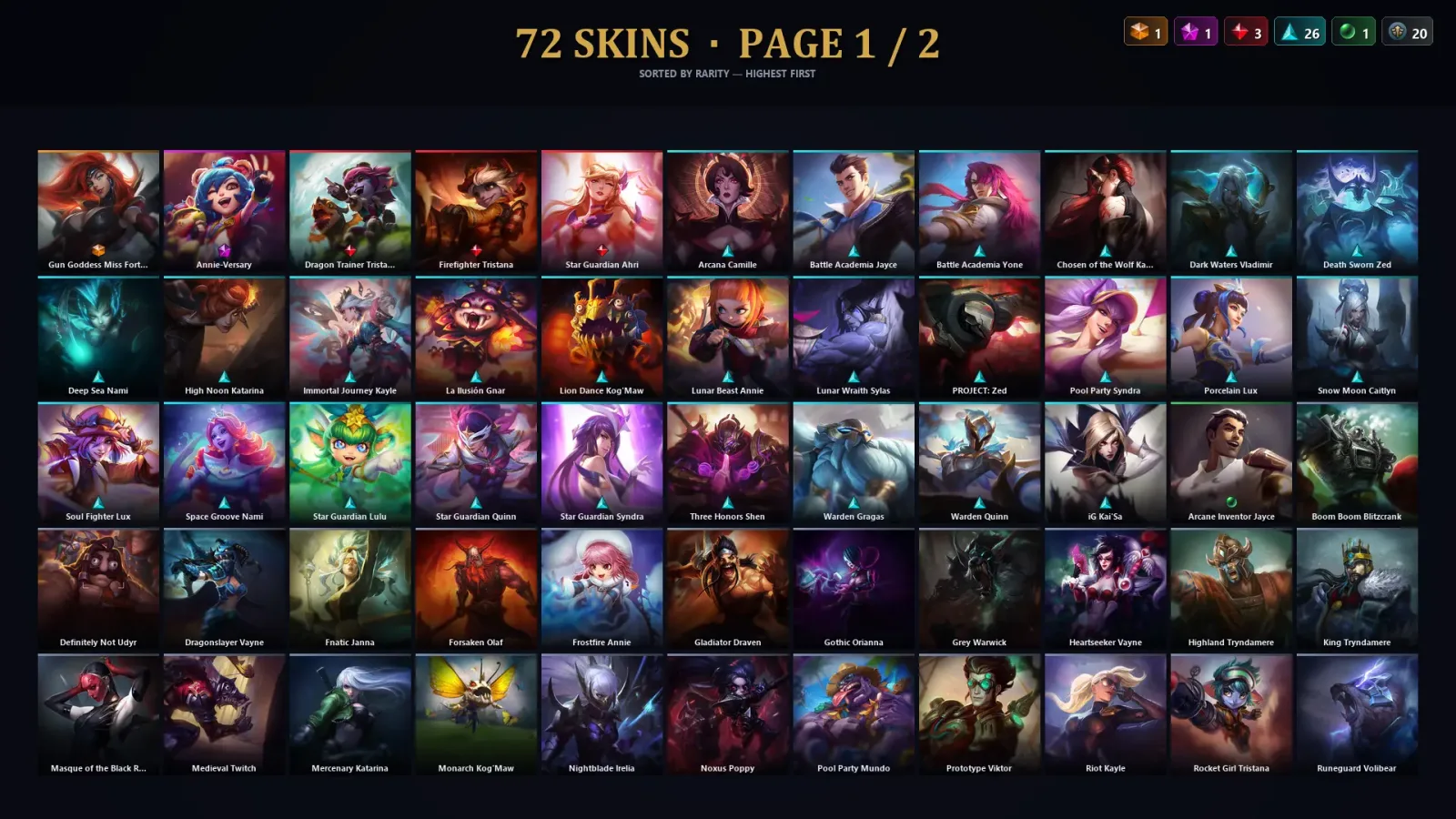 [LoL] | EUW | Level 269 | Platinum IV | 173 Champions | 72 Skins | 23,693 BE