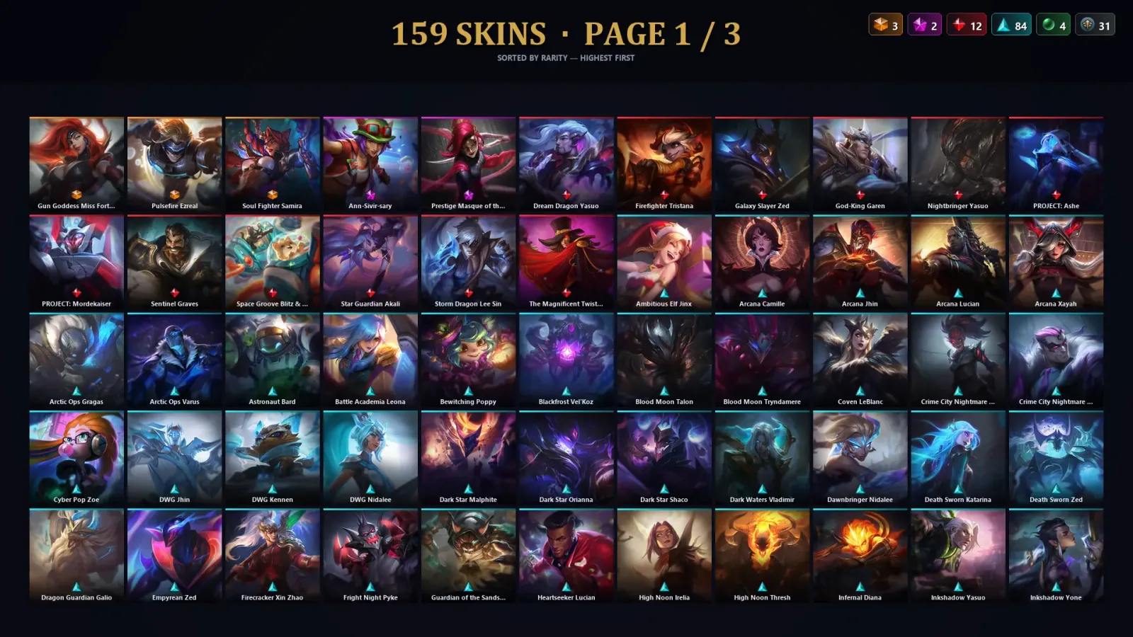 [LoL] | TR | Level 395 | Platinum II | 172 Champions | 159 Skins | 35,942 BE — LoL account