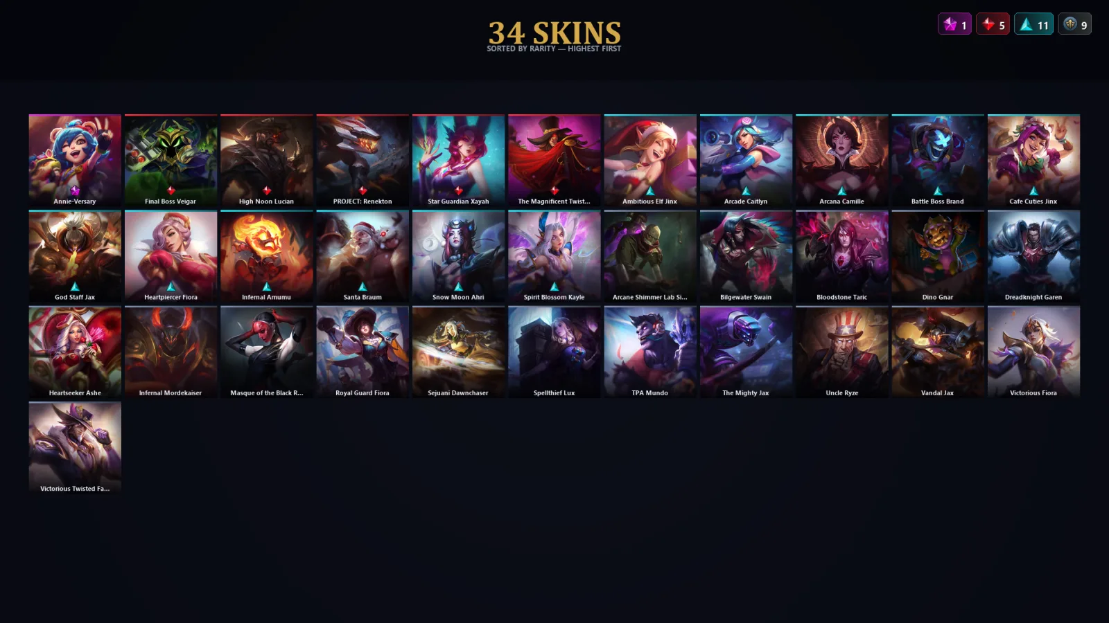 [LoL] | TR | Level 65 | 86 Champions | 34 Skins