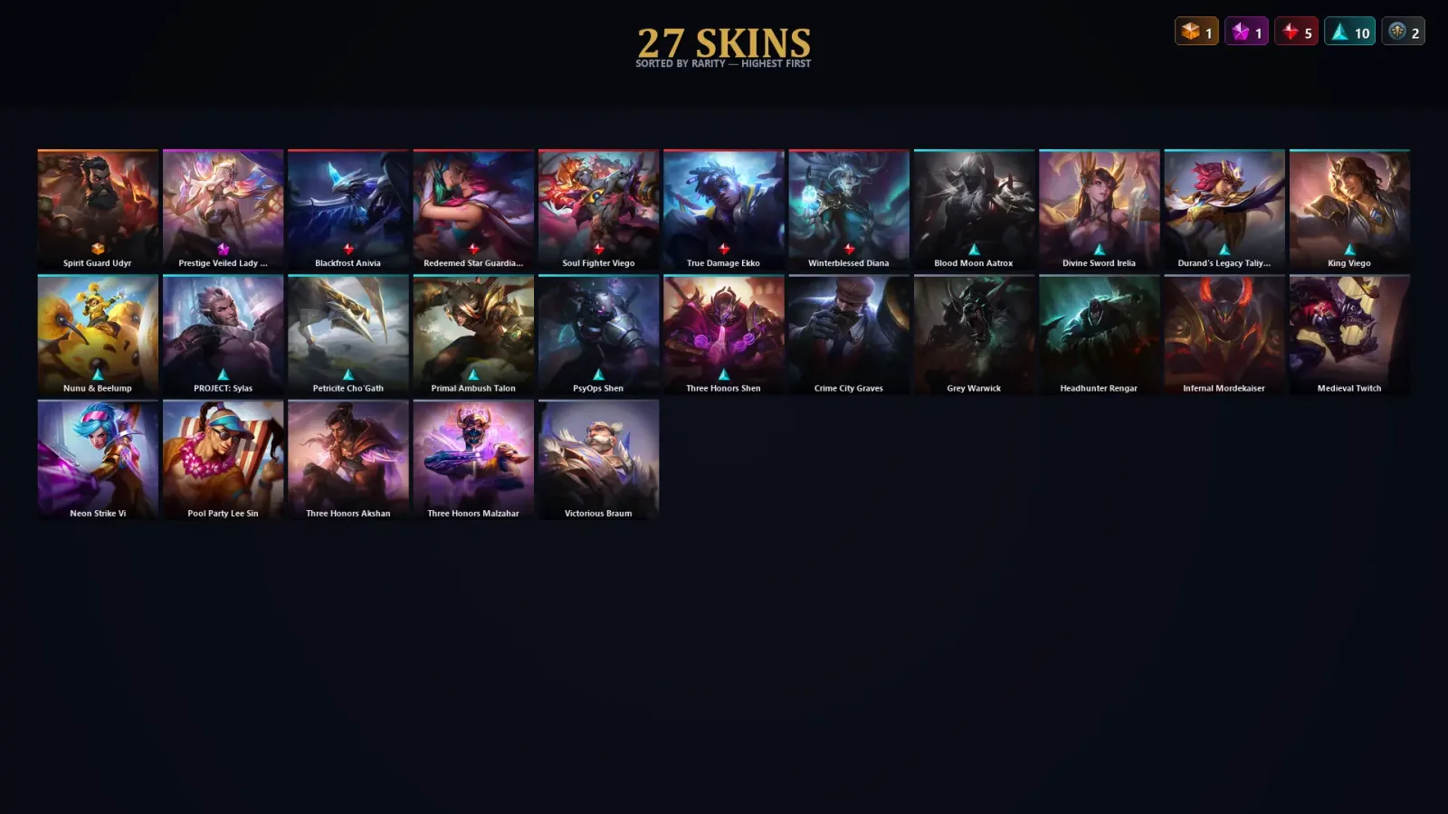 [LoL] | TR | Level 63 | Diamond I | 88 Champions | 27 Skins