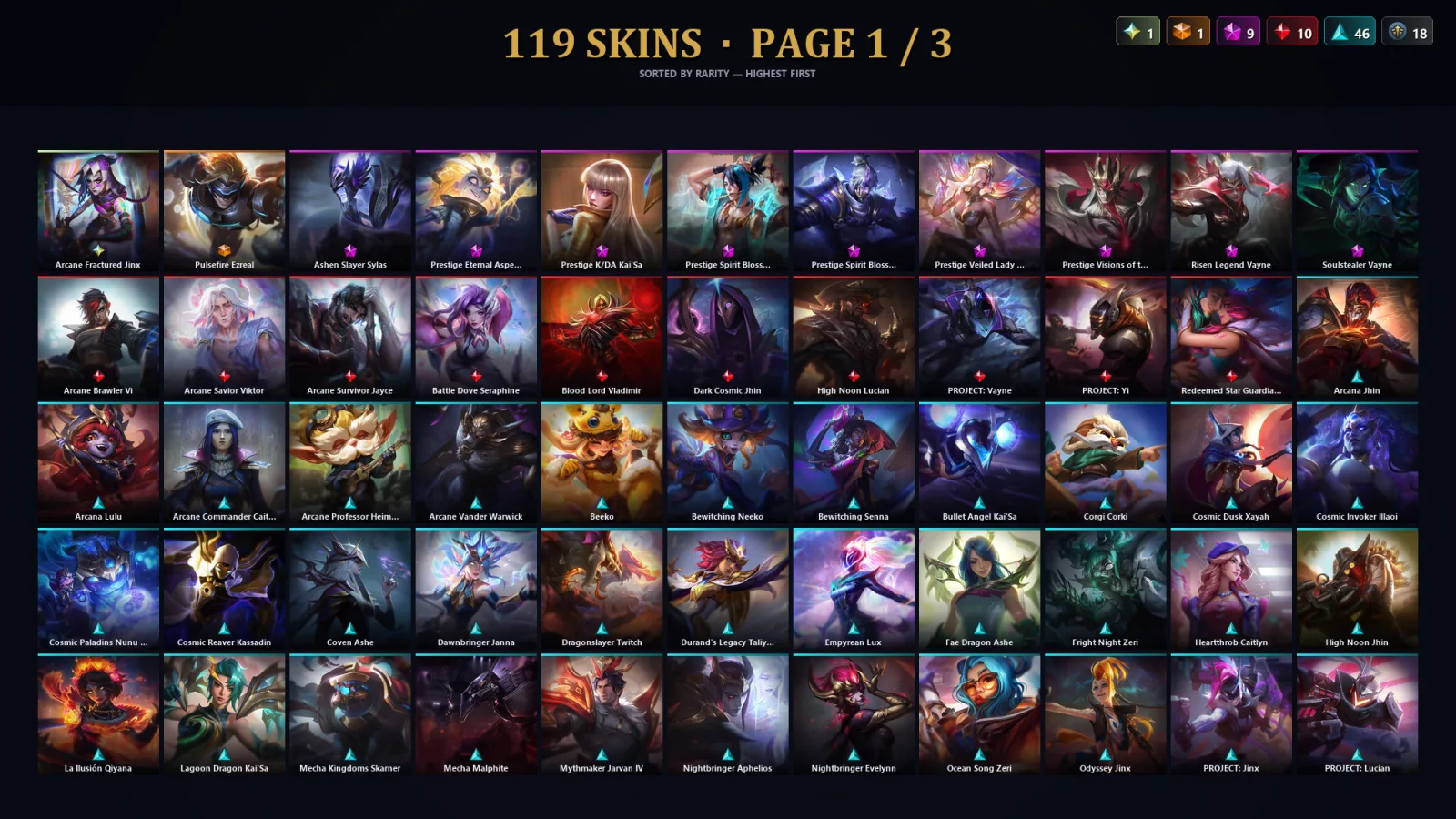 [LoL] | EUW | Level 134 | Emerald IV | 173 Champions | 87 Skins | 46,962 BE
