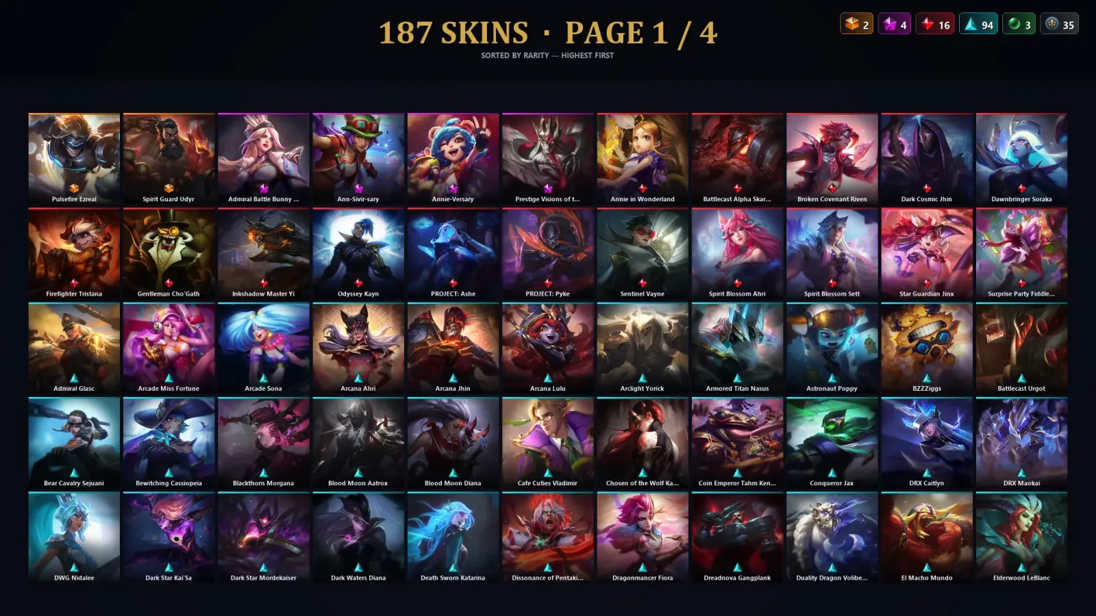 [LoL] | TR | Level 500 | Platinum I | 172 Champions | 187 Skins | 86,800 BE — LoL account