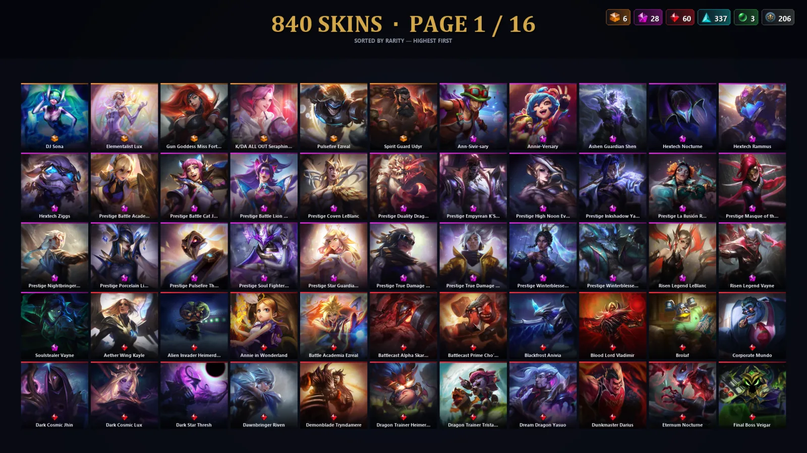 [LoL] | EUW | Level 448 | 173 Champions | 808 Skins | 81,715 BE