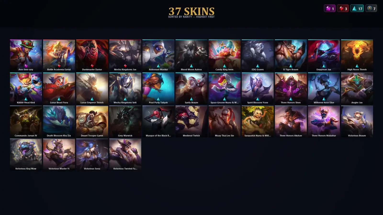 [LoL] | TR | Level 161 | Emerald IV | 124 Champions | 37 Skins | 18,376 BE — LoL account