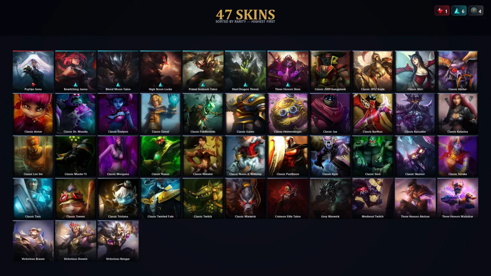[LoL] | TR | Level 65 | Diamond III | 84 Champions | 47 Skins | 77,398 BE