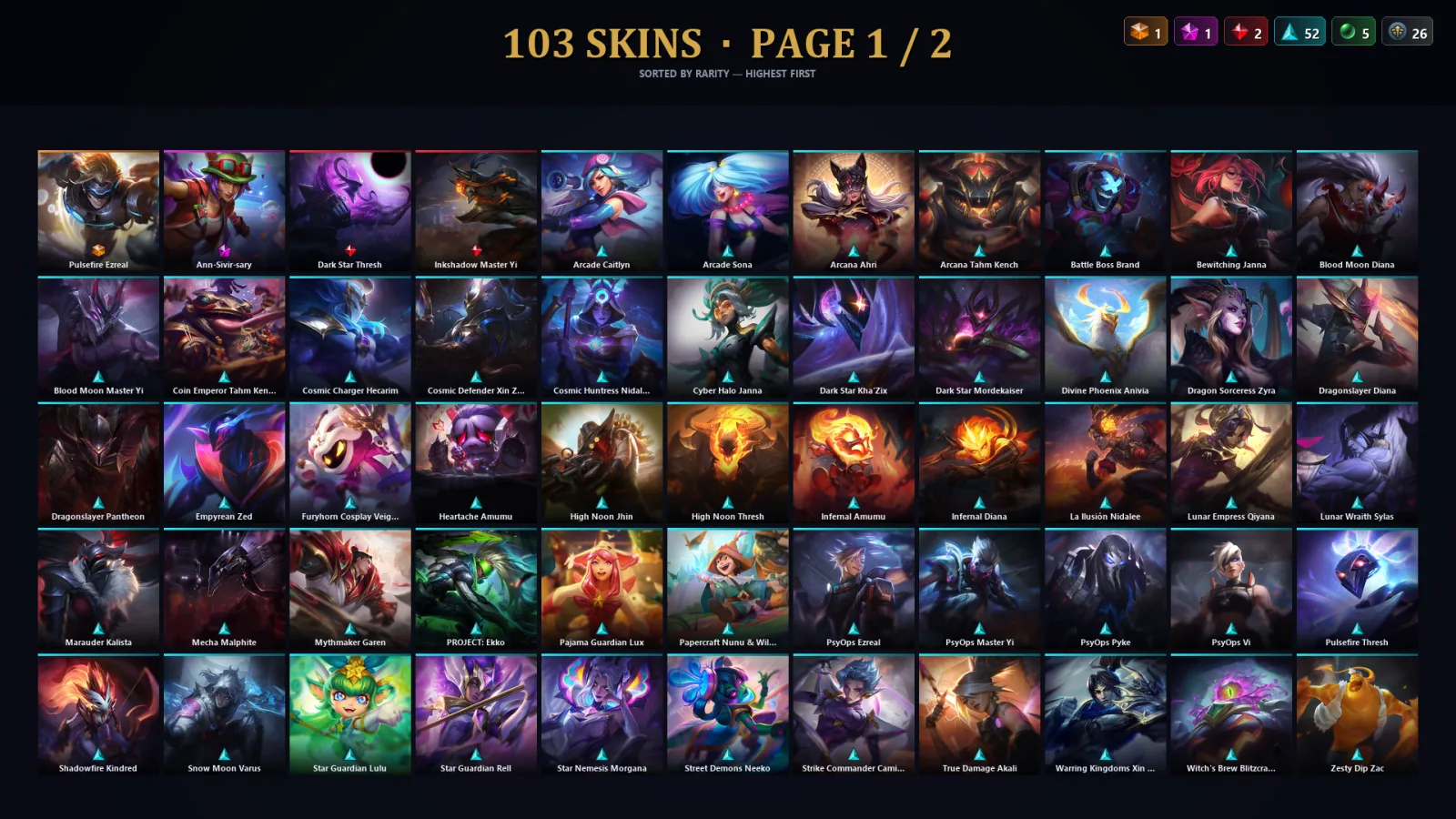 [LoL] | EUW | Level 347 | Iron II | 173 Champions | 103 Skins | 119,377 BE