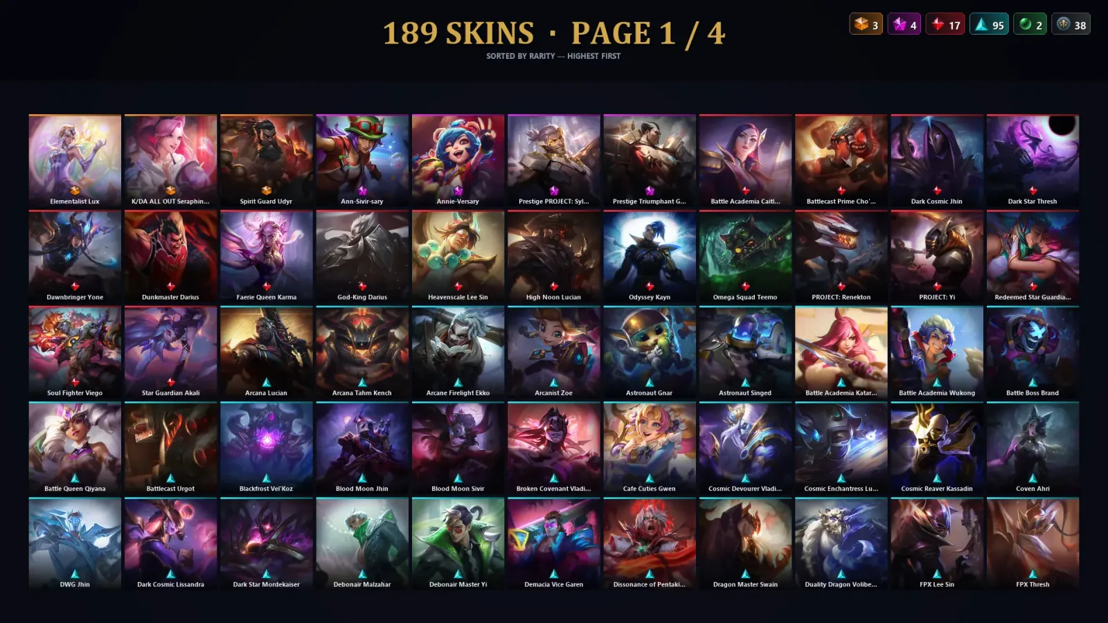 [LoL] | TR | Level 500 | Gold I | 173 Champions | 189 Skins | 79,000 BE
