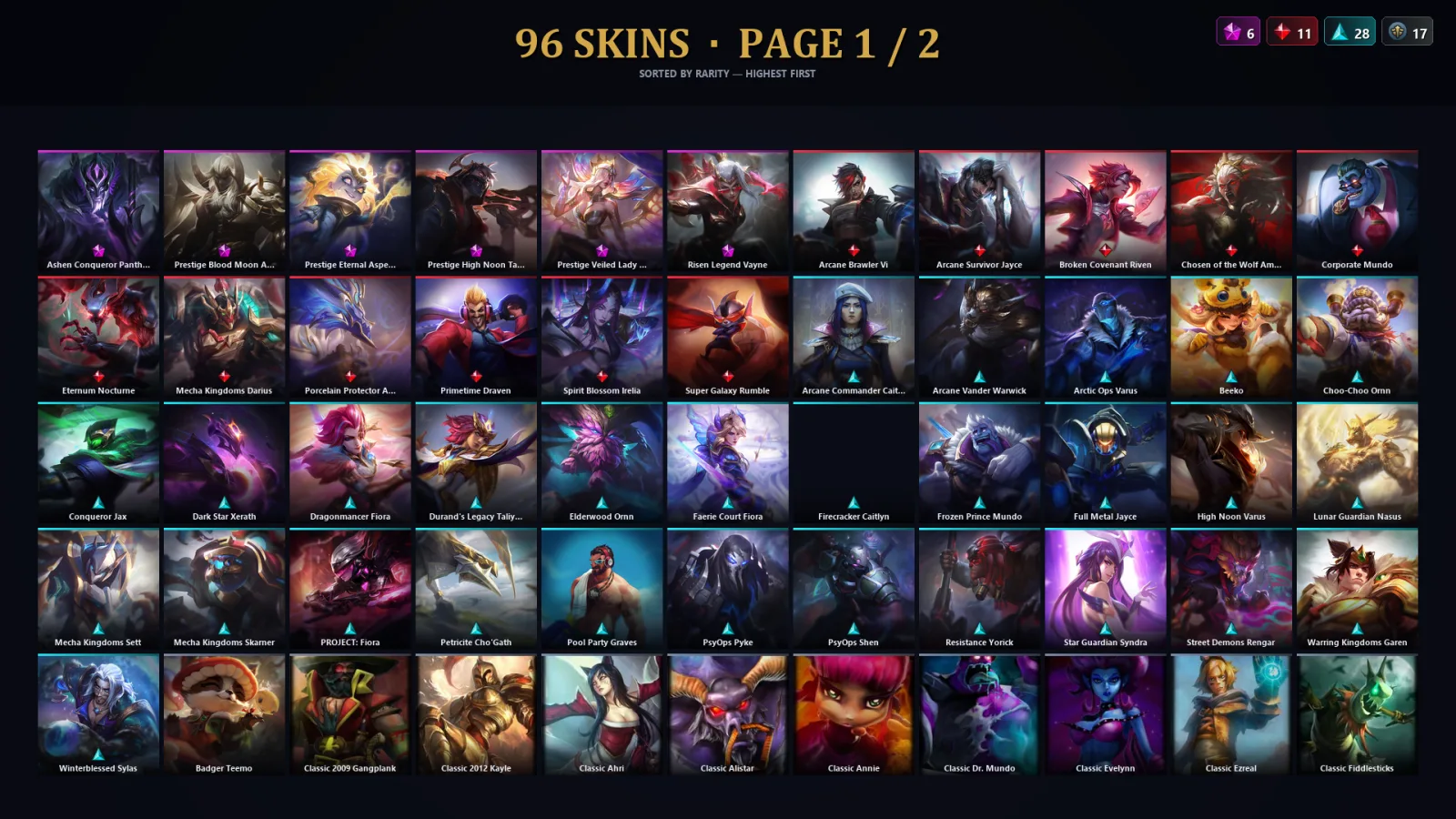 [LoL] | TR | Level 93 | Platinum II | 129 Champions | 96 Skins | 12,038 BE