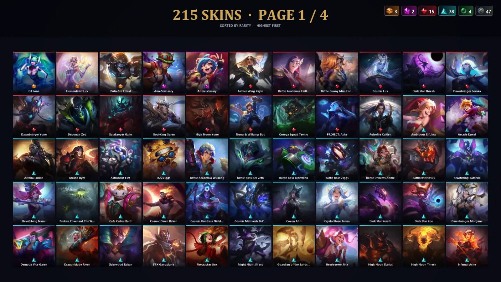 [LoL] | EUW | Level 500 | 172 Champions | 215 Skins — LoL account