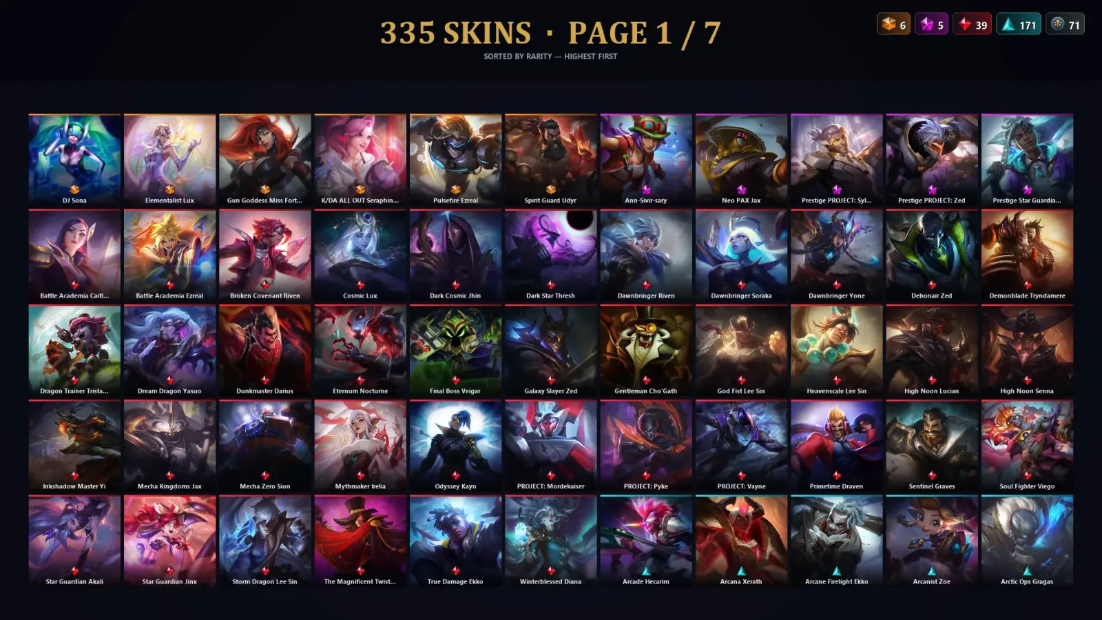 [LoL] | TR | Level 500 | Gold III | 172 Champions | 335 Skins | 97,193 BE — LoL account