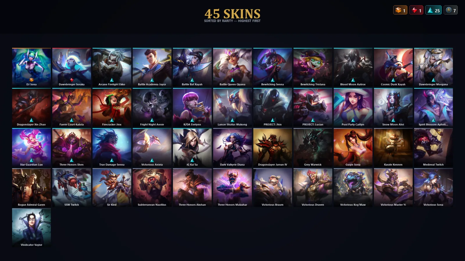 [LoL] | EUW | Level 155 | Diamond II | 173 Champions | 45 Skins | 10,833 BE