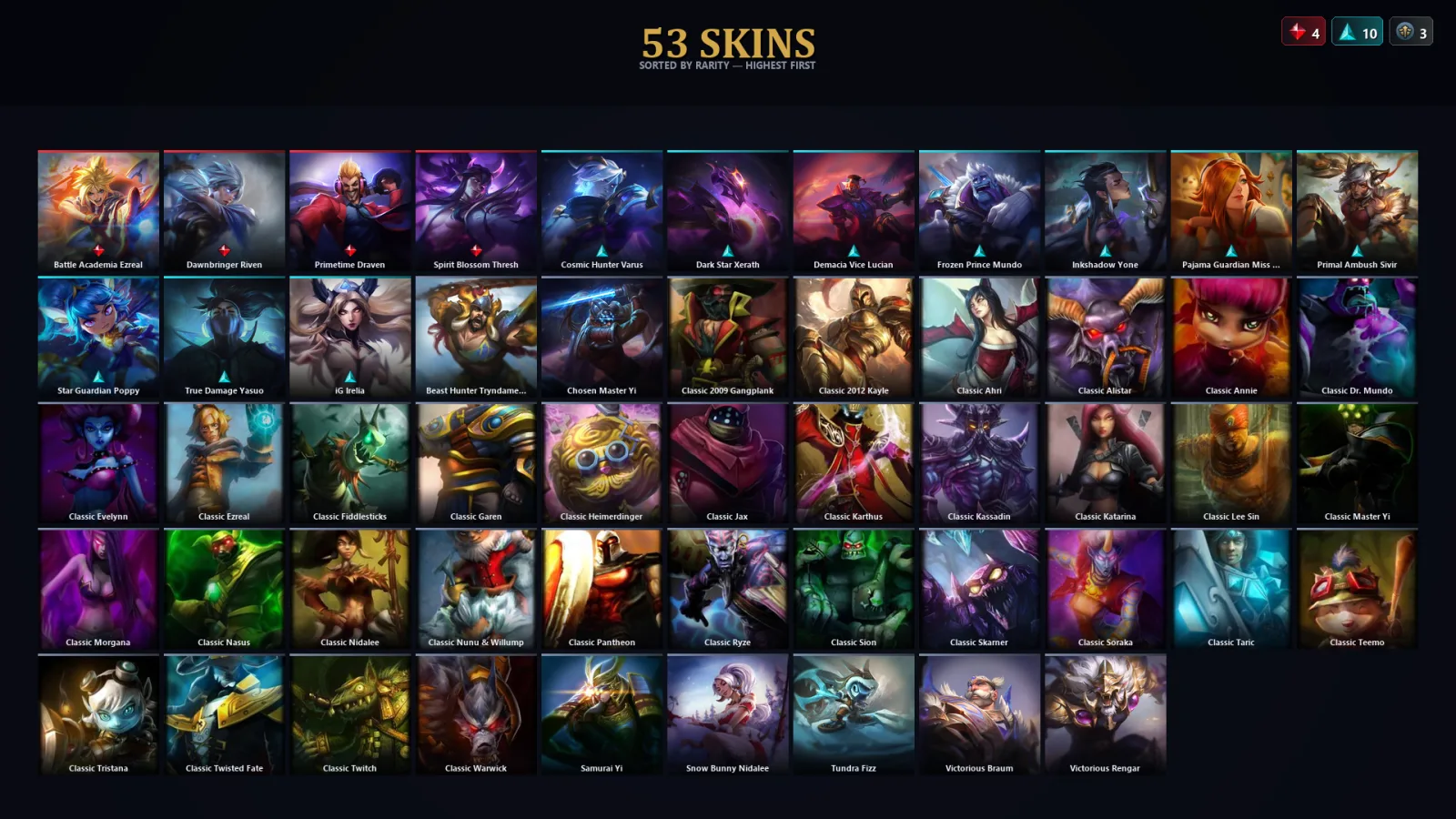[LoL] | TR | Level 89 | Diamond I | 123 Champions | 53 Skins