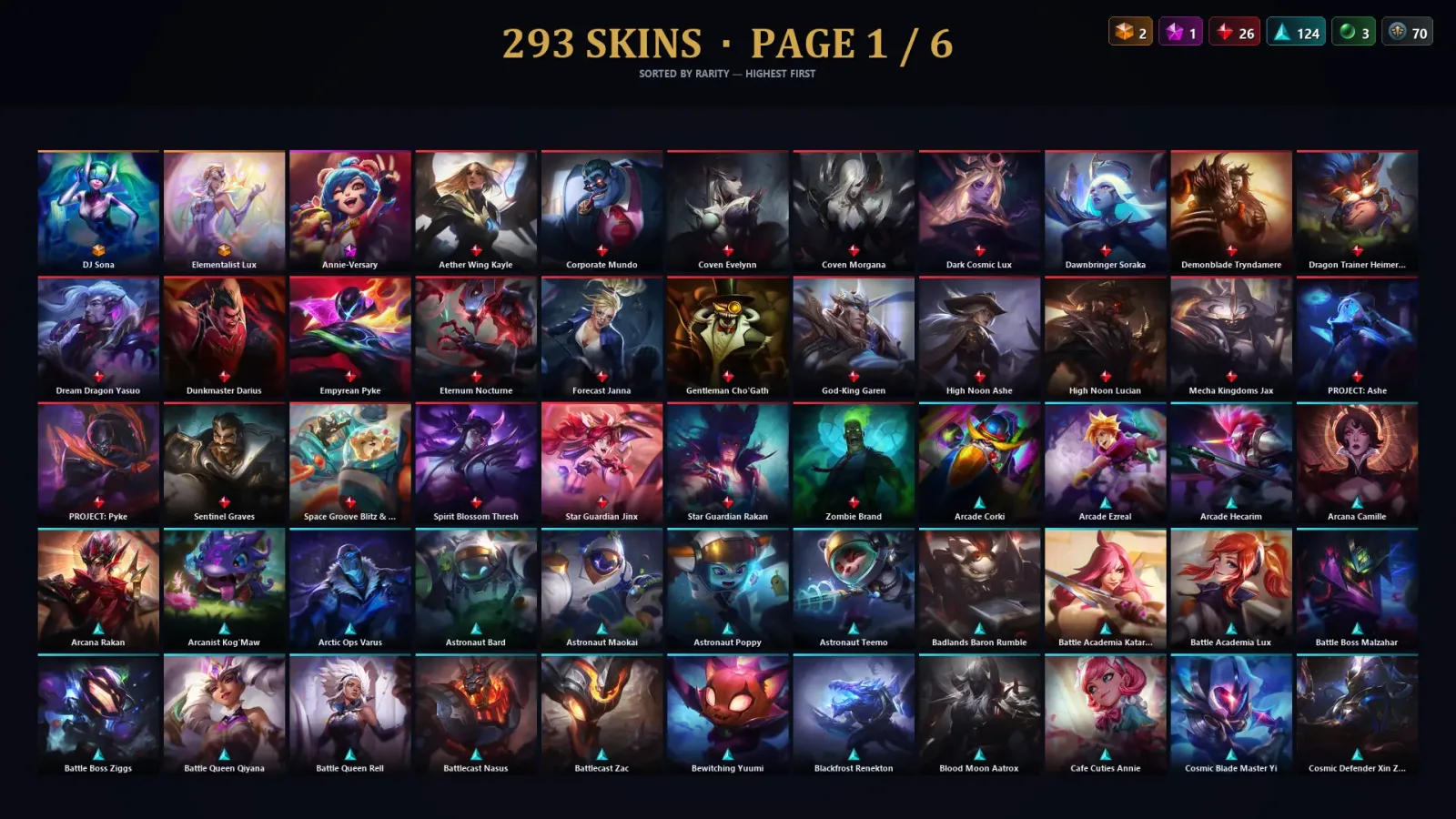 [LoL] | EUW | Level 439 | 168 Champions | 293 Skins | 110,270 BE — LoL account