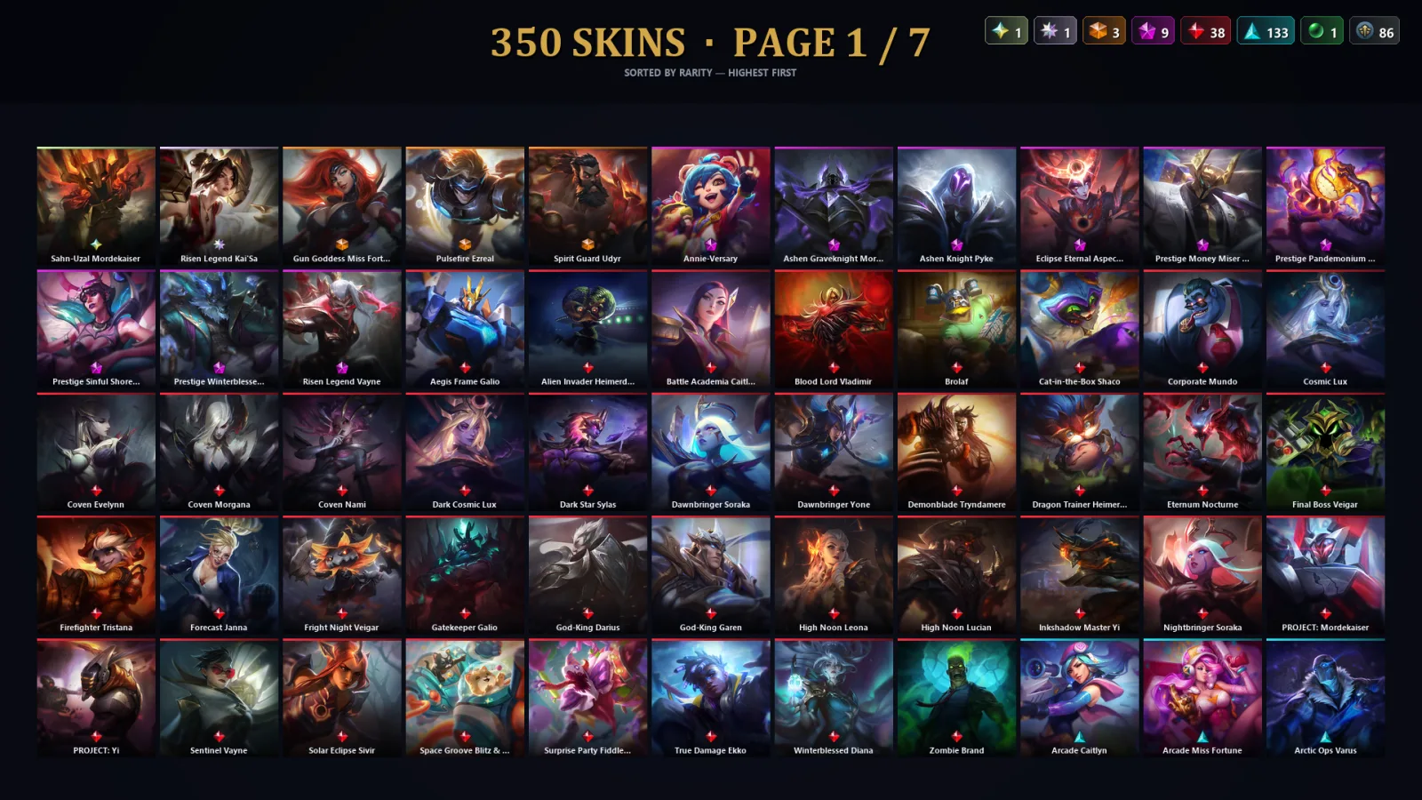 [LoL] | TR | Level 151 | Gold IV | 173 Champions | 350 Skins | 34,384 BE