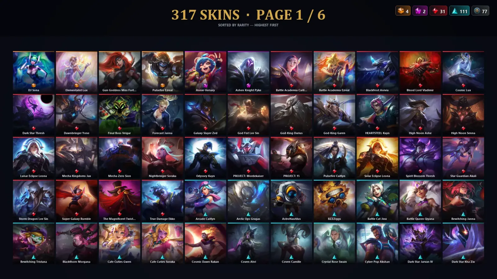 [LoL] | EUW | Level 500 | Platinum II | 173 Champions | 317 Skins | 19,445 BE