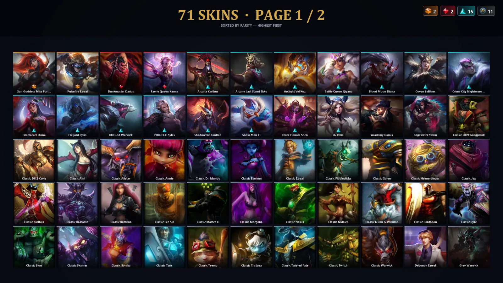 [LoL] | TR | Level 120 | Diamond III | 128 Champions | 71 Skins | 19,295 BE
