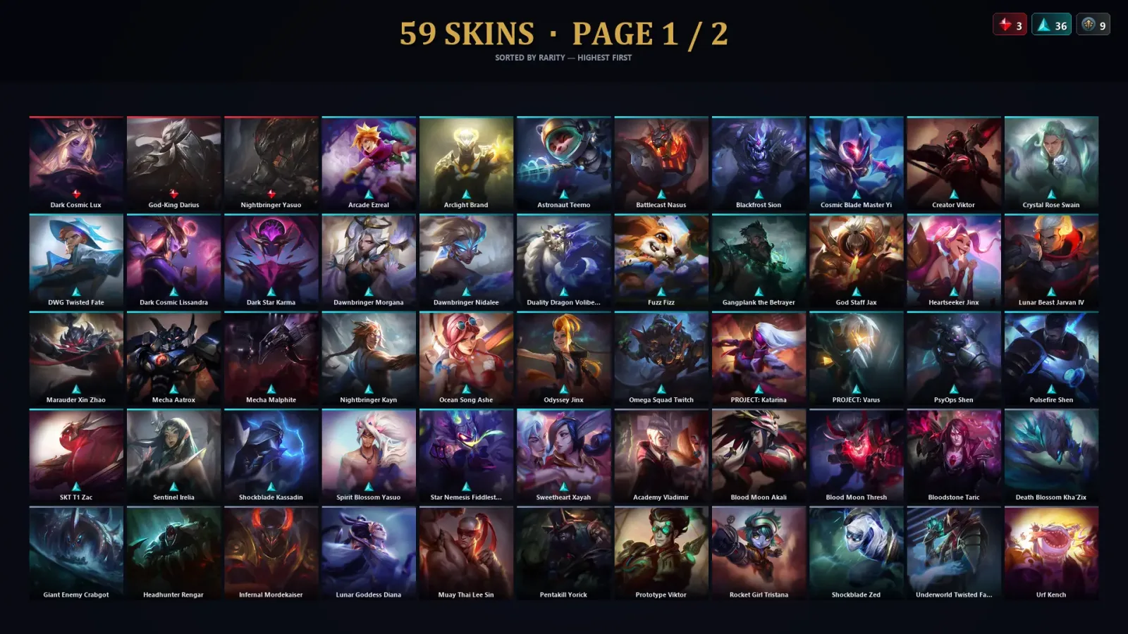 [LoL] | TR | Level 150 | 89 Champions | 59 Skins — LoL account