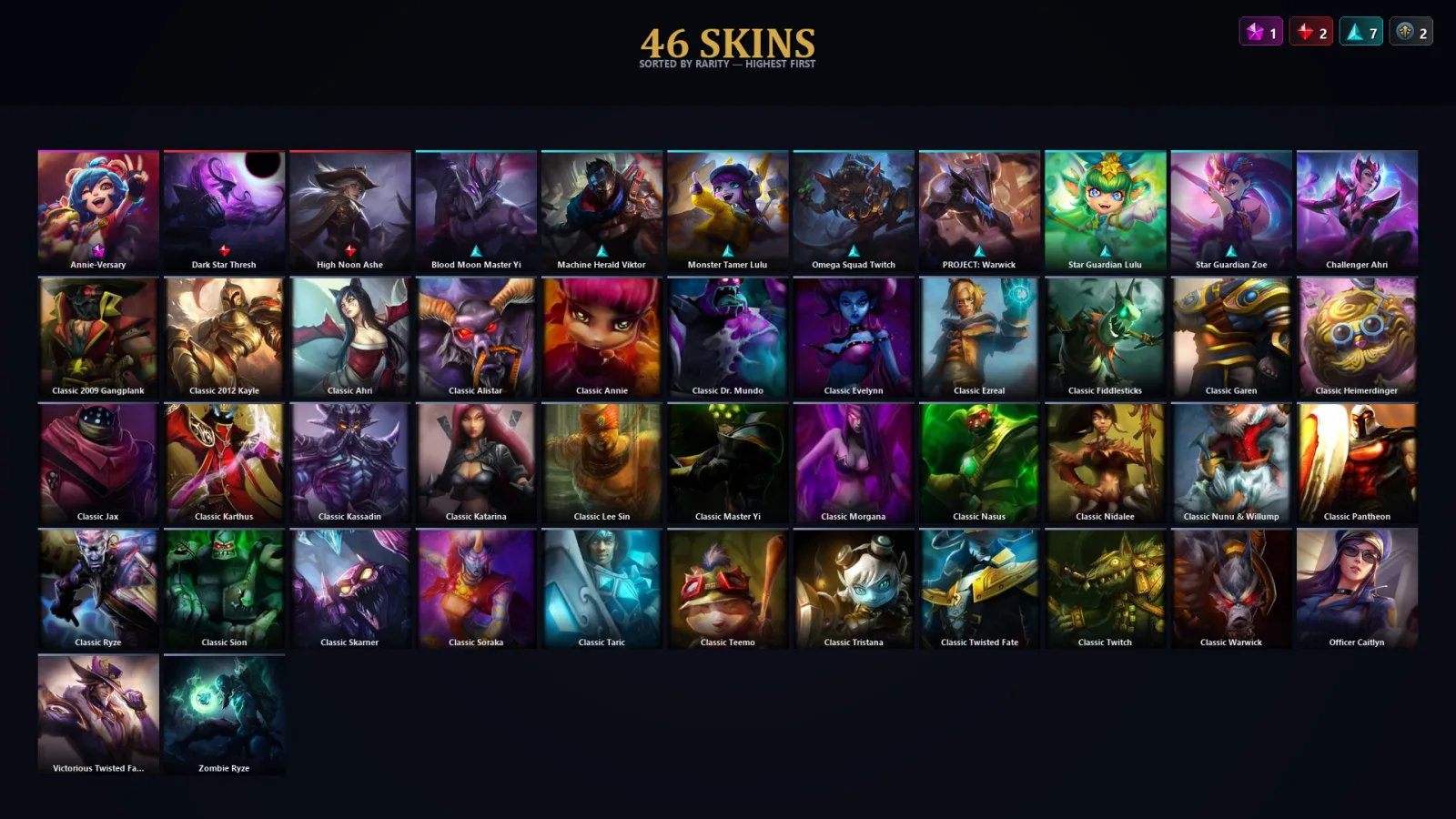 [LoL] | EUW | Level 114 | Silver I | 70 Champions | 46 Skins