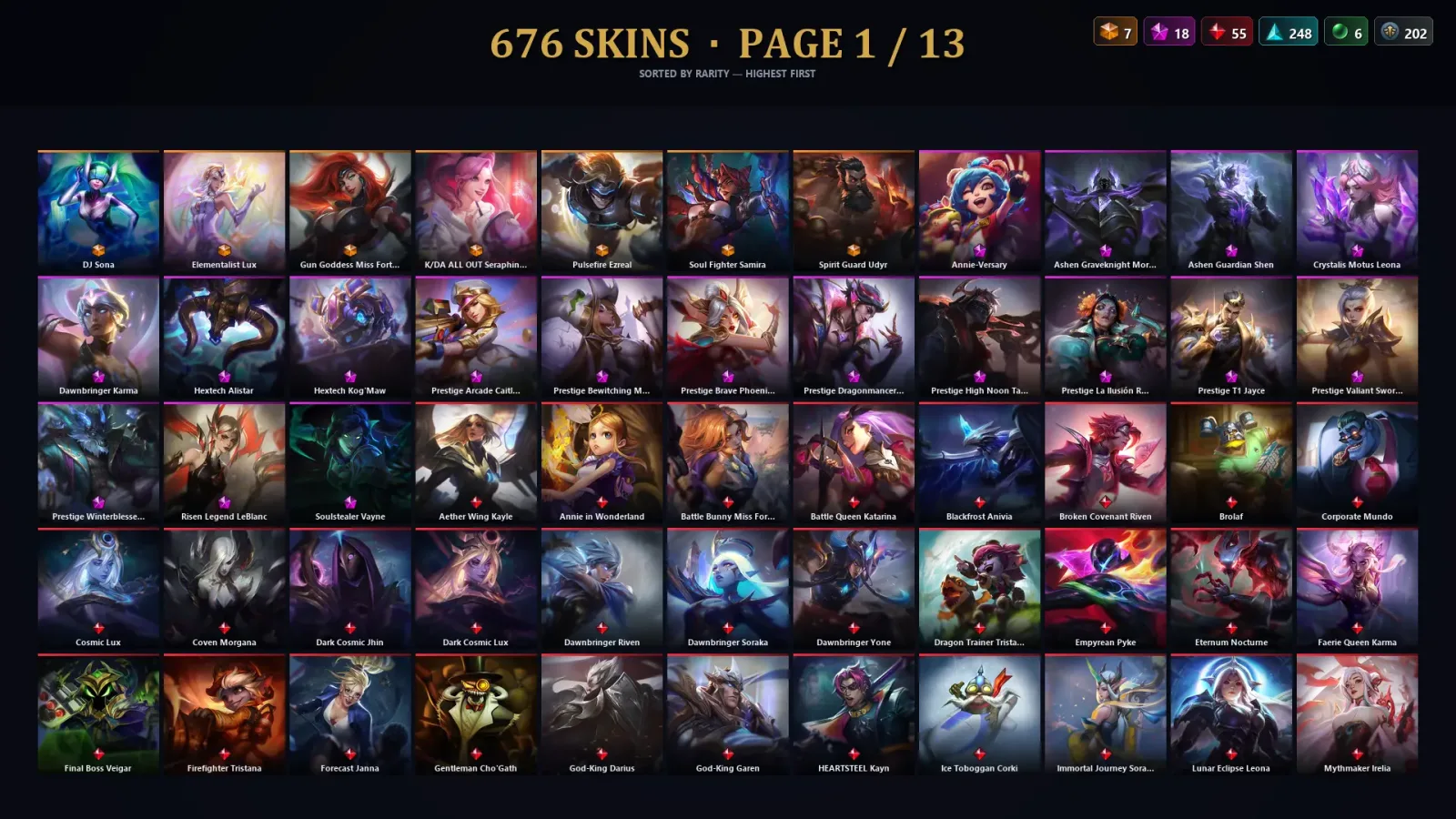 [LoL] | EUW | Level 497 | 173 Champions | 676 Skins | 69,091 BE