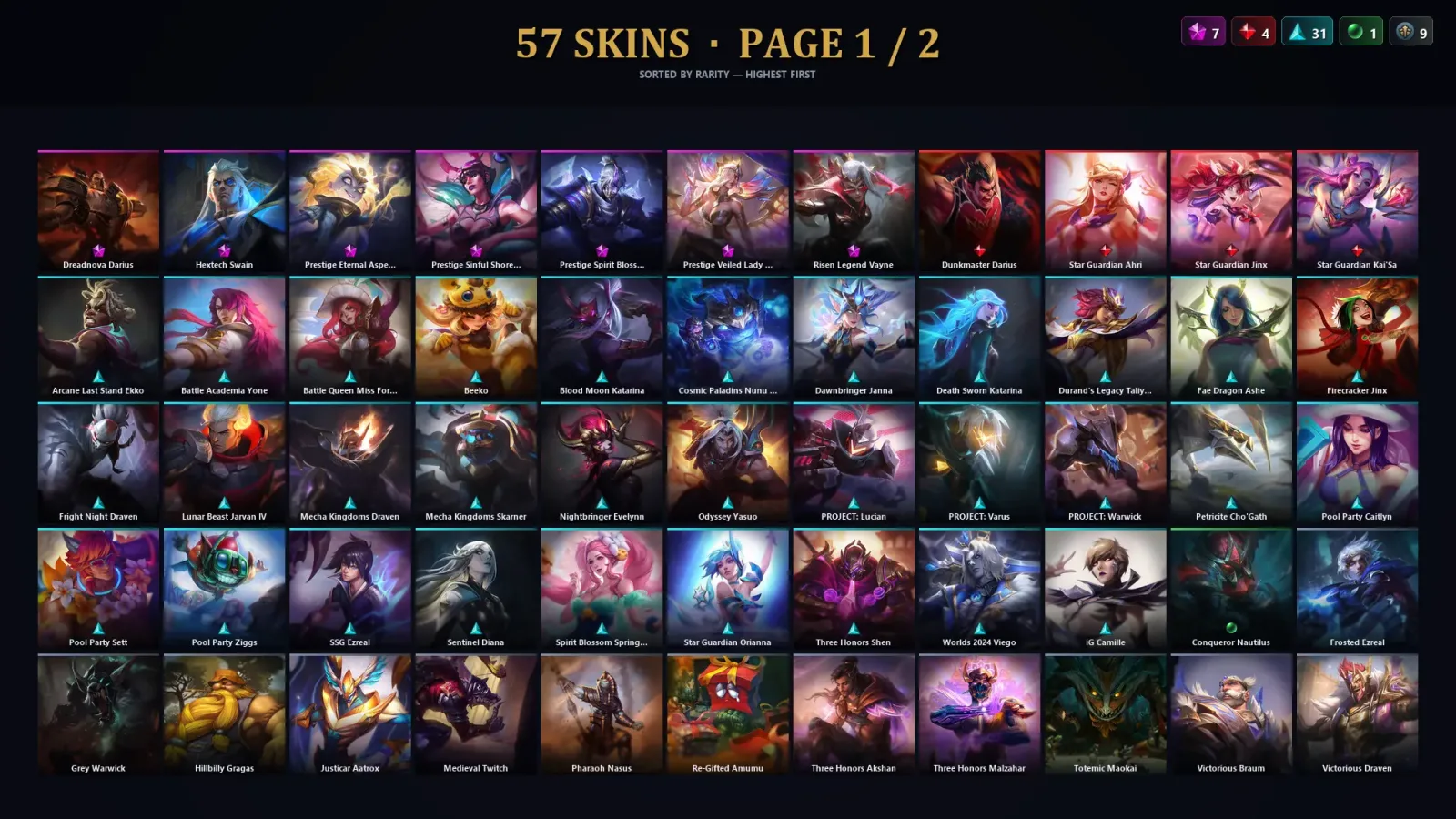 [LoL] | TR | Level 98 | Platinum I | 173 Champions | 57 Skins