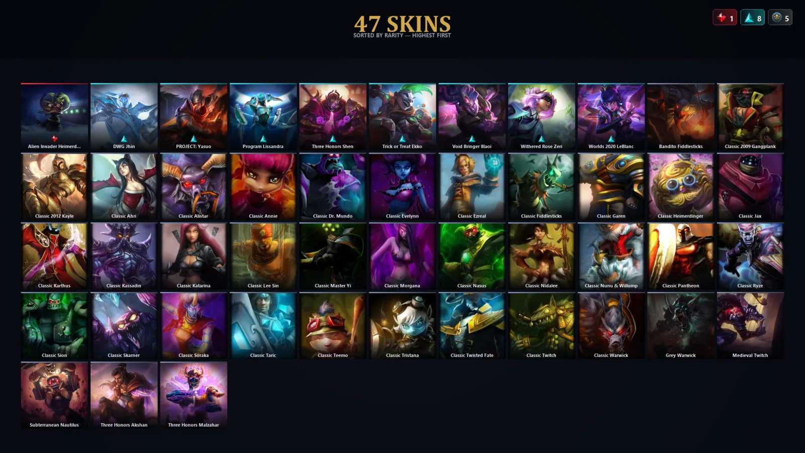 [LoL] | TR | Level 48 | 44 Champions | 15 Skins | 46,085 BE
