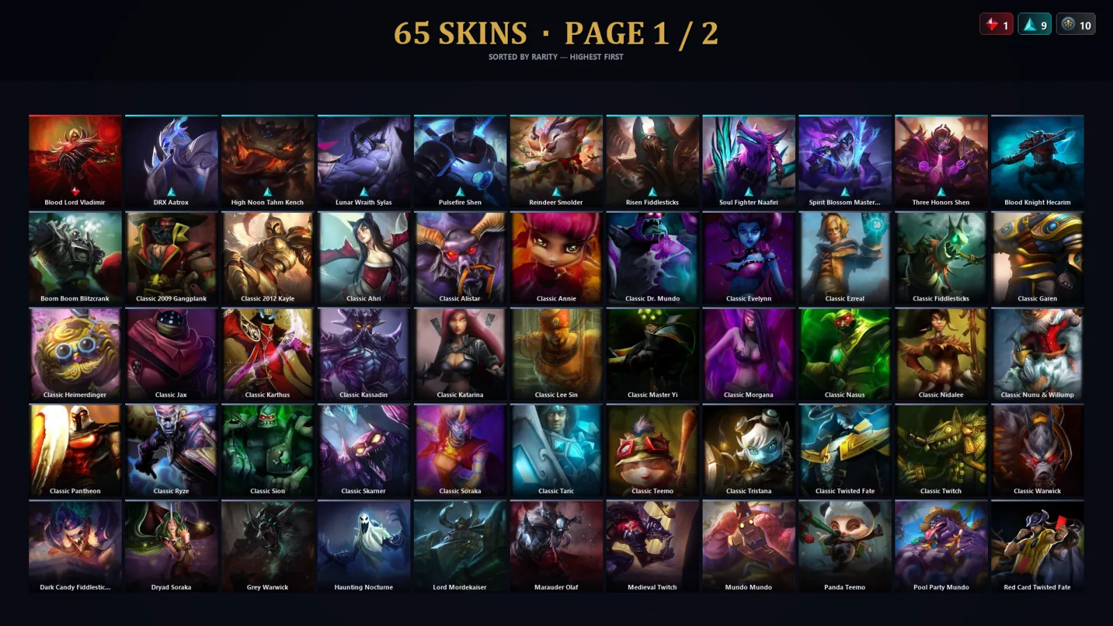 [LoL] | EUW | Level 106 | Platinum I | 134 Champions | 65 Skins | 10,032 BE