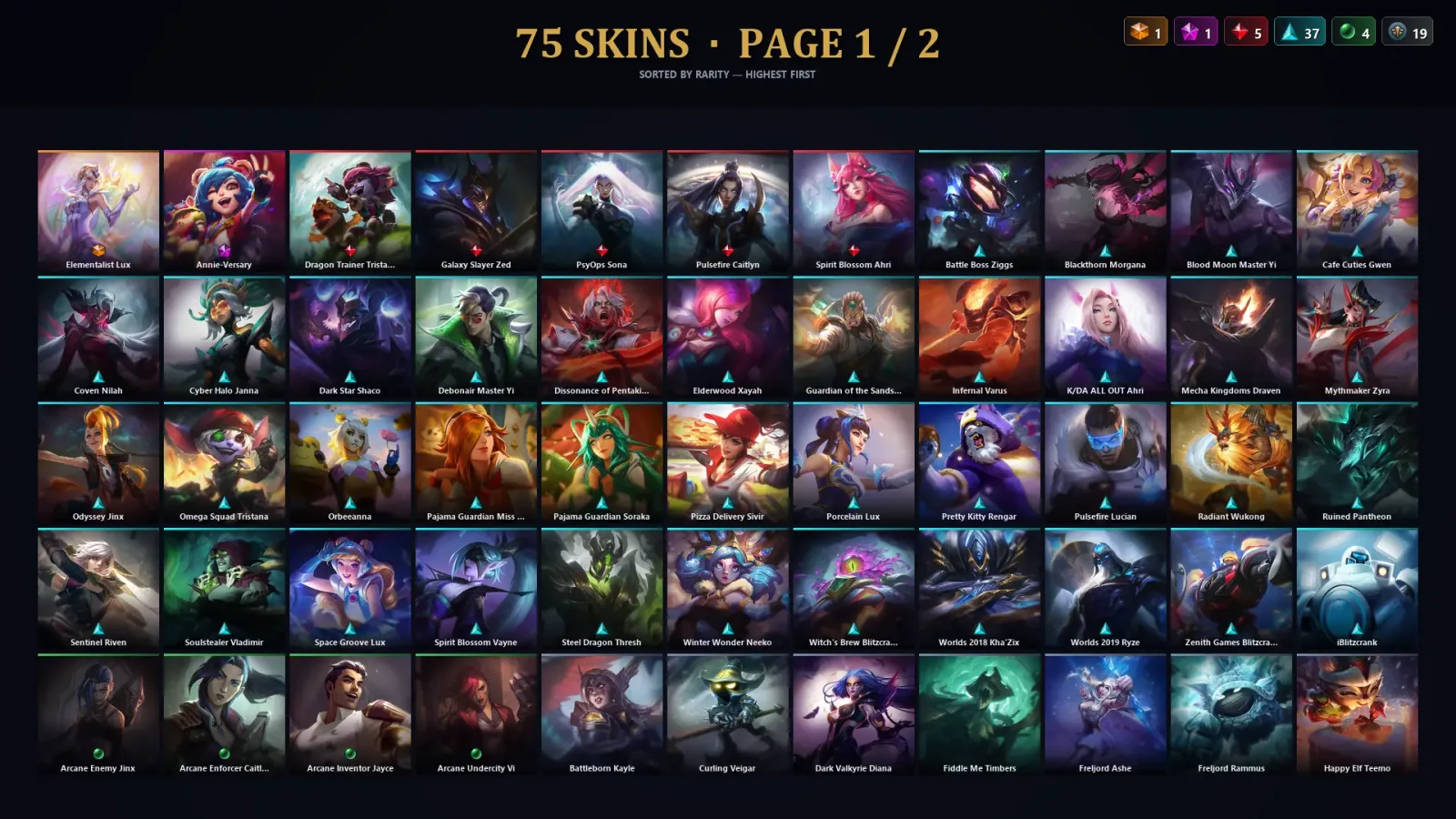 [LoL] | TR | Level 138 | 172 Champions | 75 Skins — LoL account
