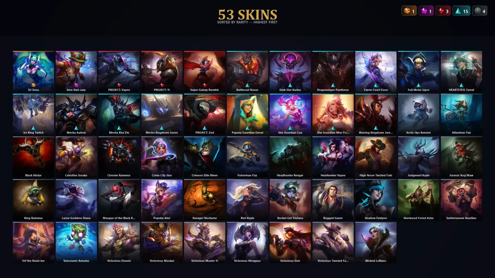 [LoL] | TR | Level 85 | 142 Champions | 53 Skins | 19,399 BE — LoL account