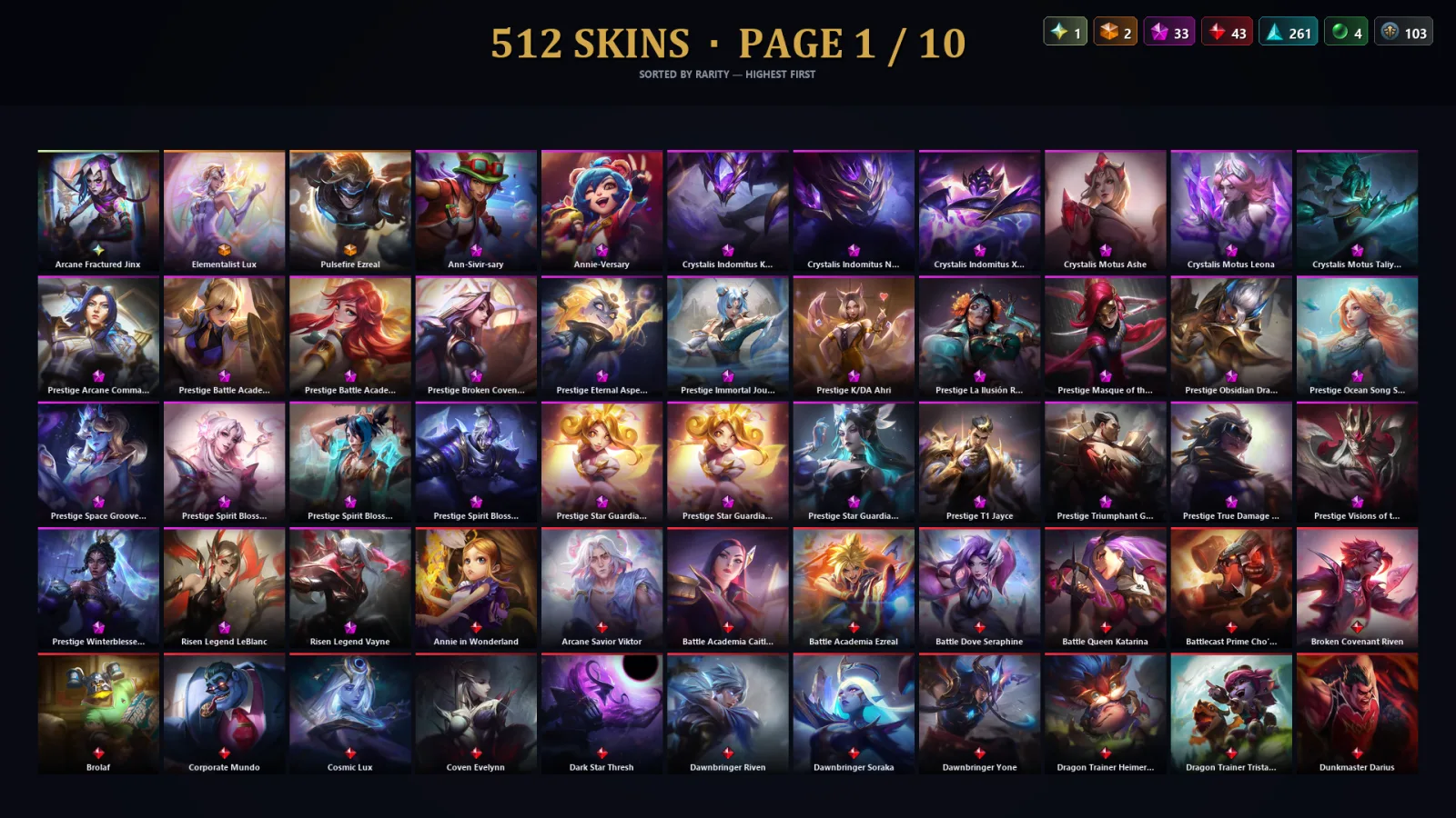 [LoL] | NA | Level 30 | 173 Champions | 512 Skins | 50,796 BE