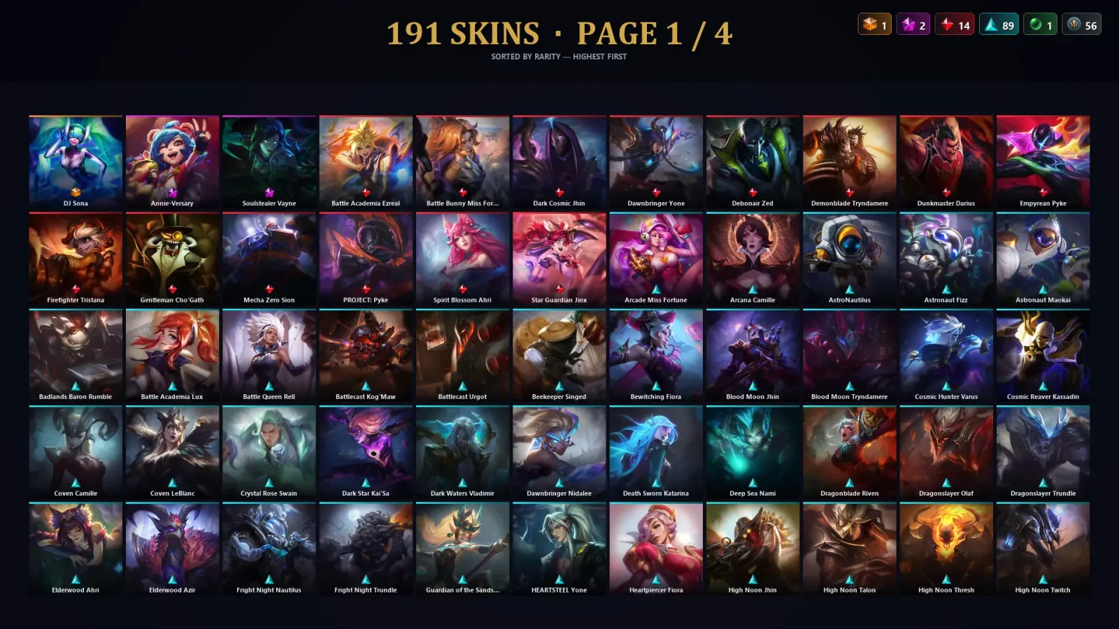 [LoL] | TR | Level 457 | Silver IV | 172 Champions | 191 Skins | 155,768 BE — LoL account