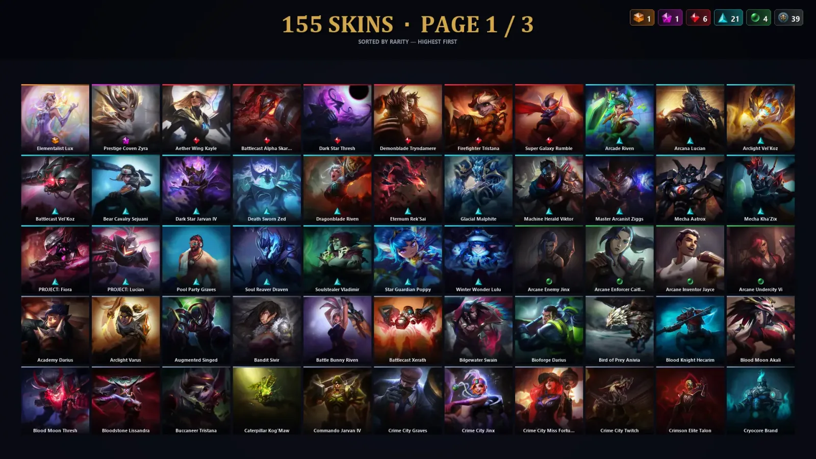 [LoL] | TR | Level 197 | 164 Champions | 155 Skins | 57,746 BE — LoL account