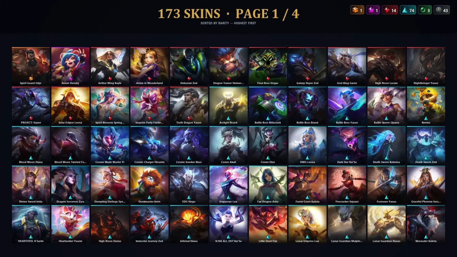 [LoL] | TR | Level 500 | Platinum III | 172 Champions | 173 Skins | 20,671 BE — LoL account