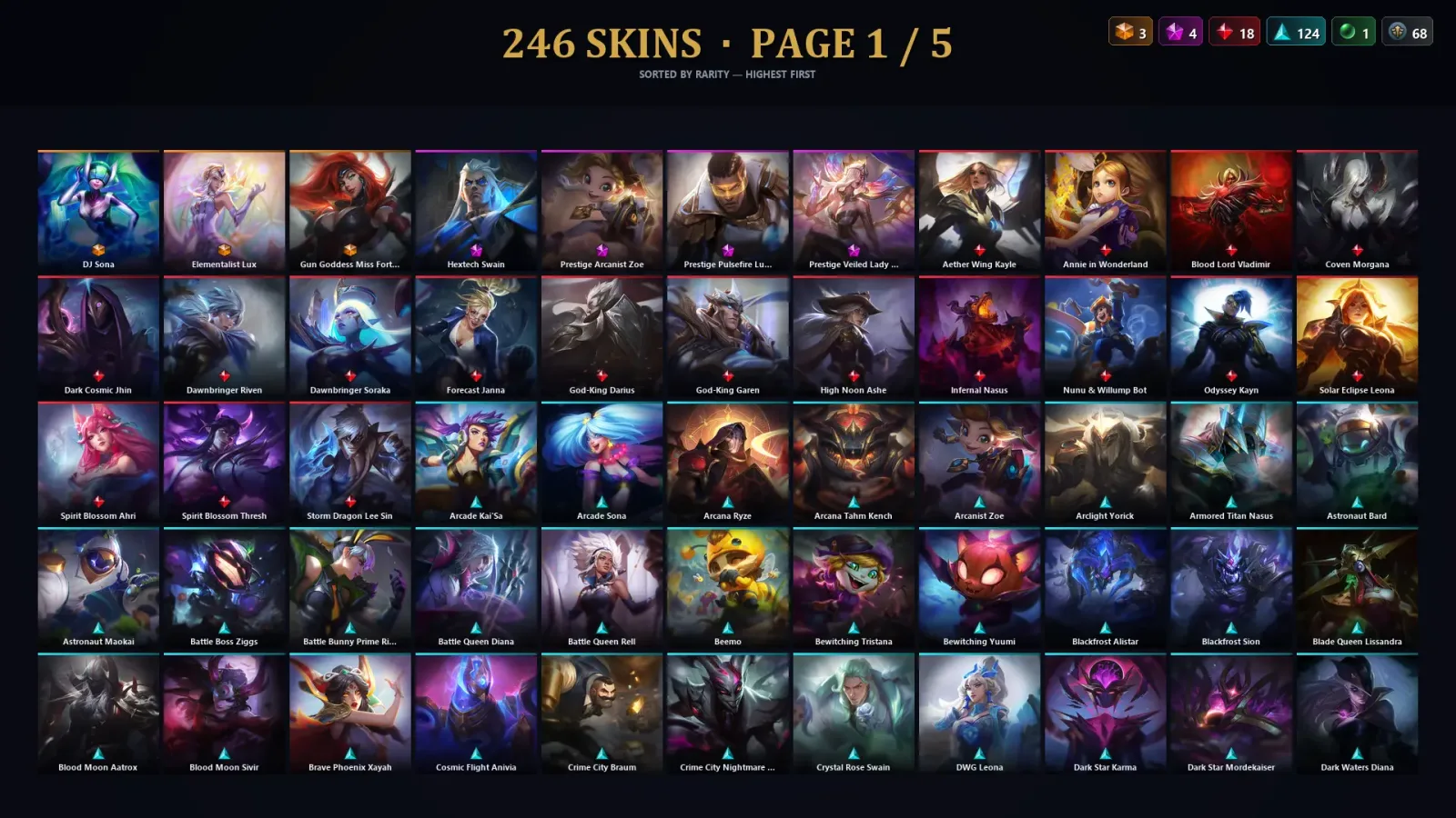 [LoL] | TR | Level 98 | 169 Champions | 246 Skins — LoL account
