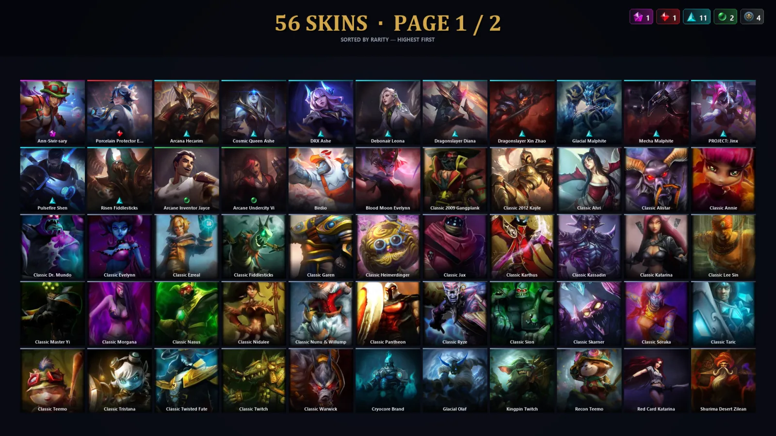 [LoL] | TR | Level 64 | Silver I | 112 Champions | 56 Skins | 11,677 BE