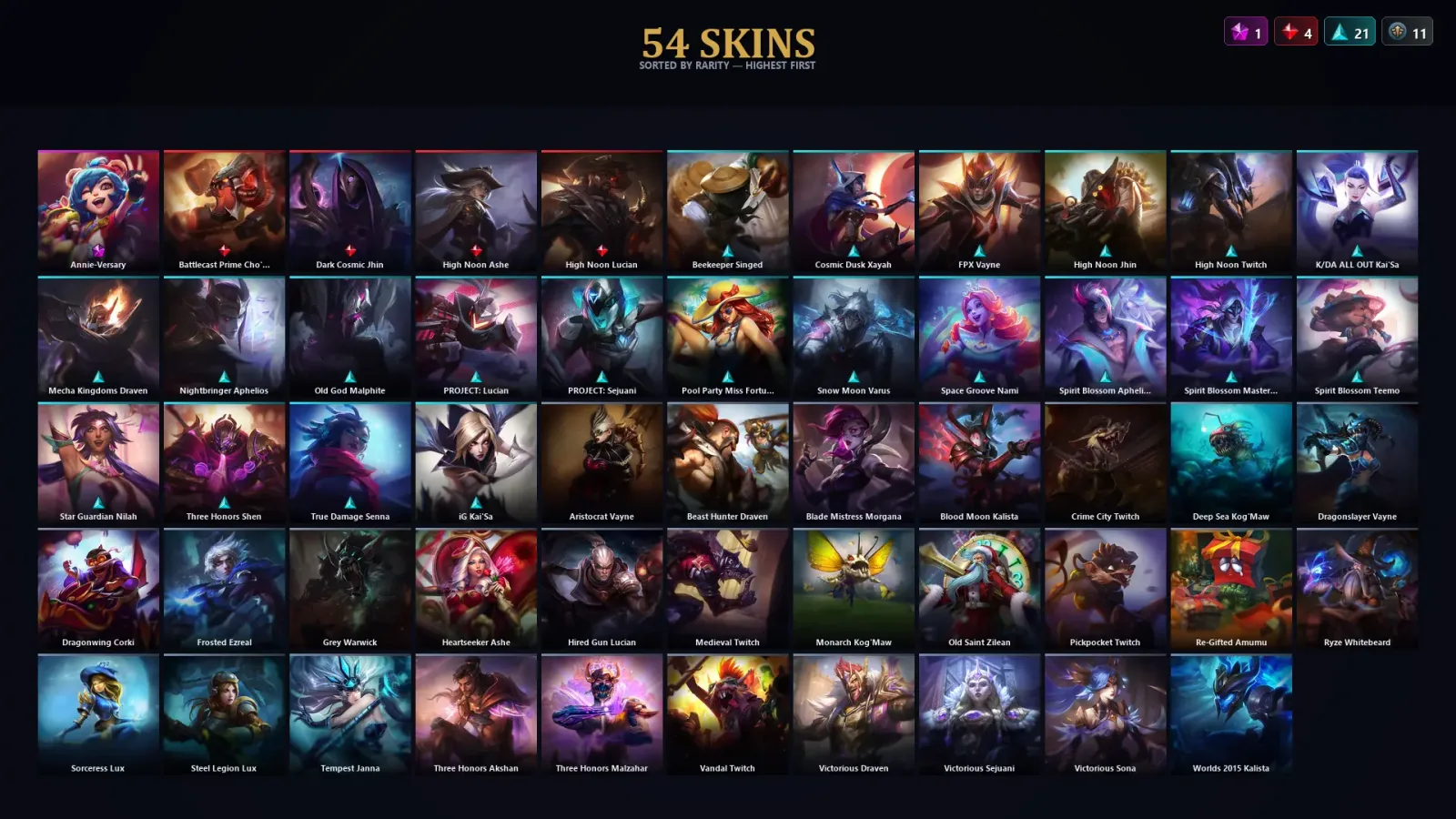 [LoL] | EUW | Level 100 | Emerald II | 81 Champions | 54 Skins